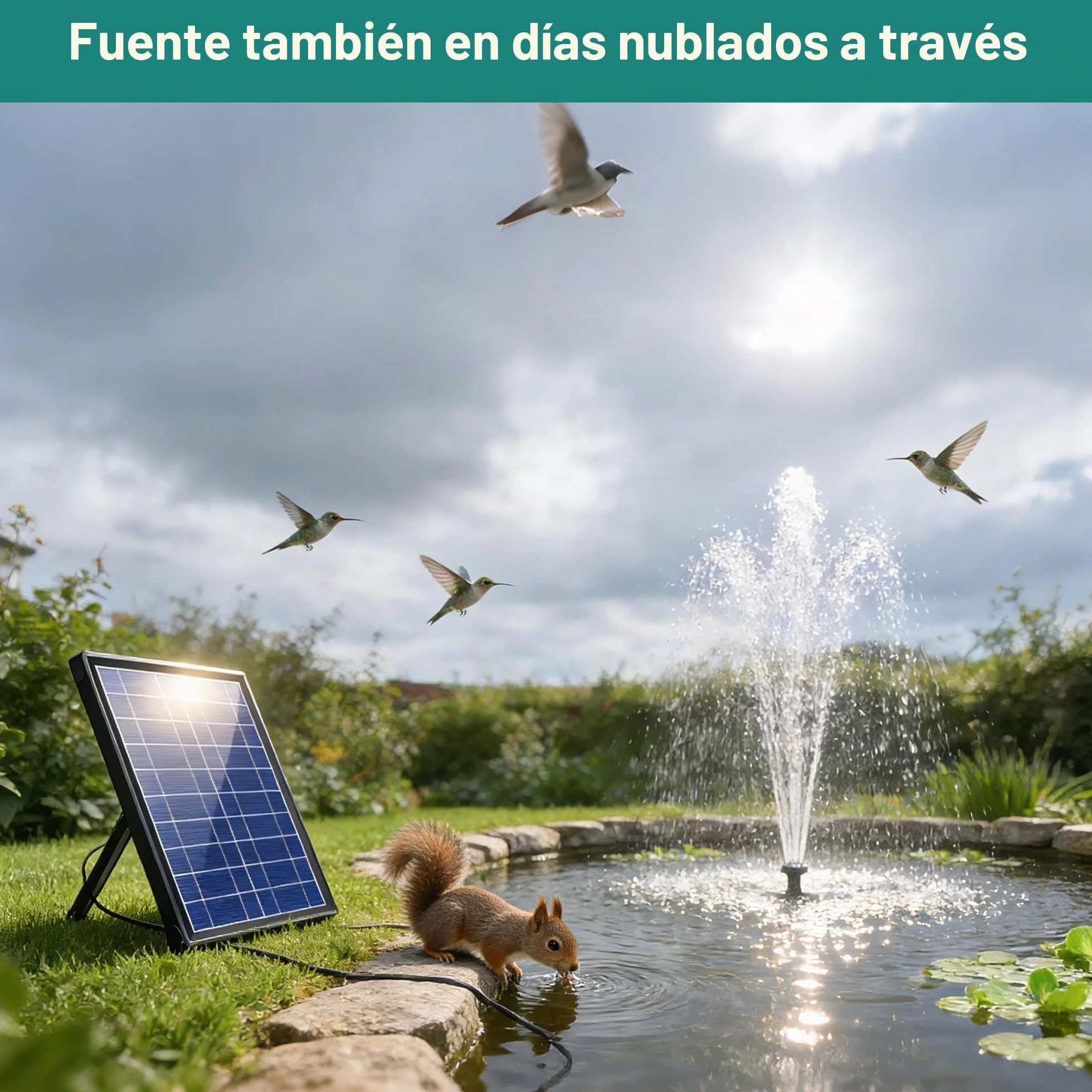 Bomba solar para estanque con filtro 8 W 3600 mAh fuente flotante exterior