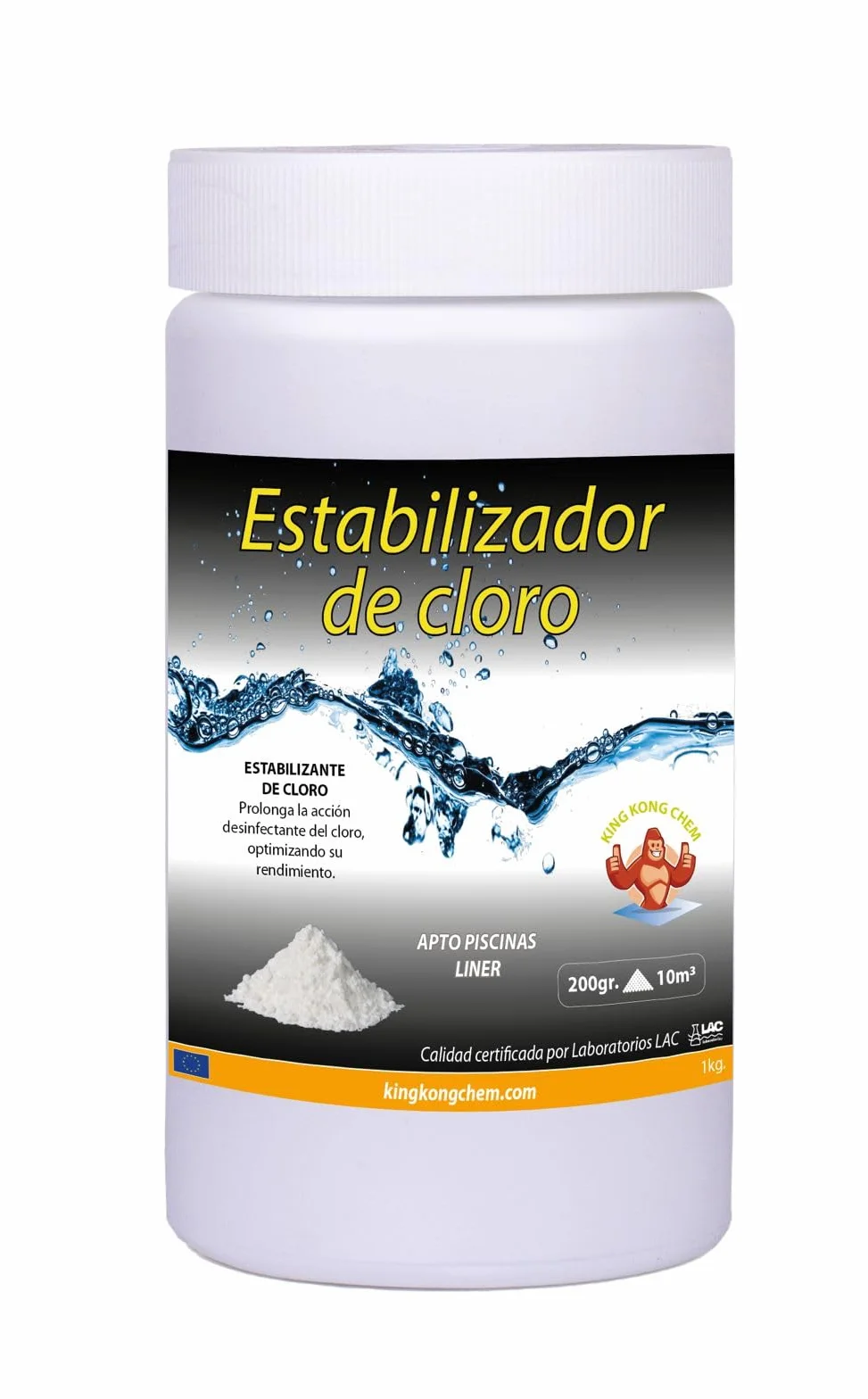 Estabilizador de Cloro 1 kg - Retrasa destrucción del Cloro, Compatible con Todo Tipo Piscinas - Diasa Industrial