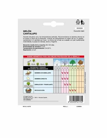 SATURNIA Semillas Melon Cantalupo 3g Frutas Huerto