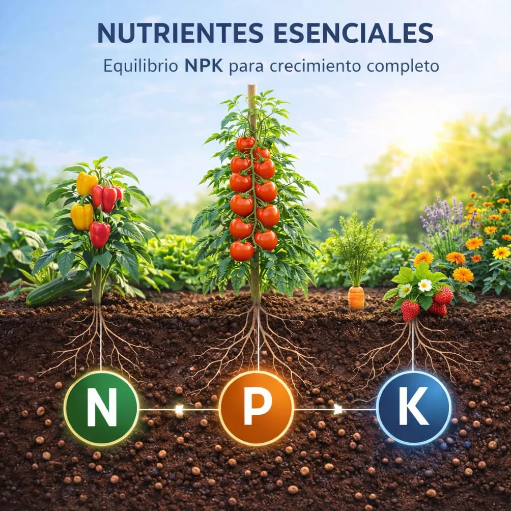 Fertigoo® Abono Orgánico 1kg Gránulos Liberación Lenta para Plantas Frutales y Huerto