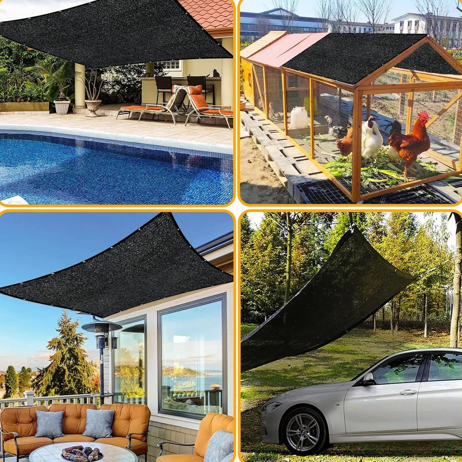 Malla de Sombra HDPE 80-95% UV con Ojales para Jardín Invernadero Pérgola