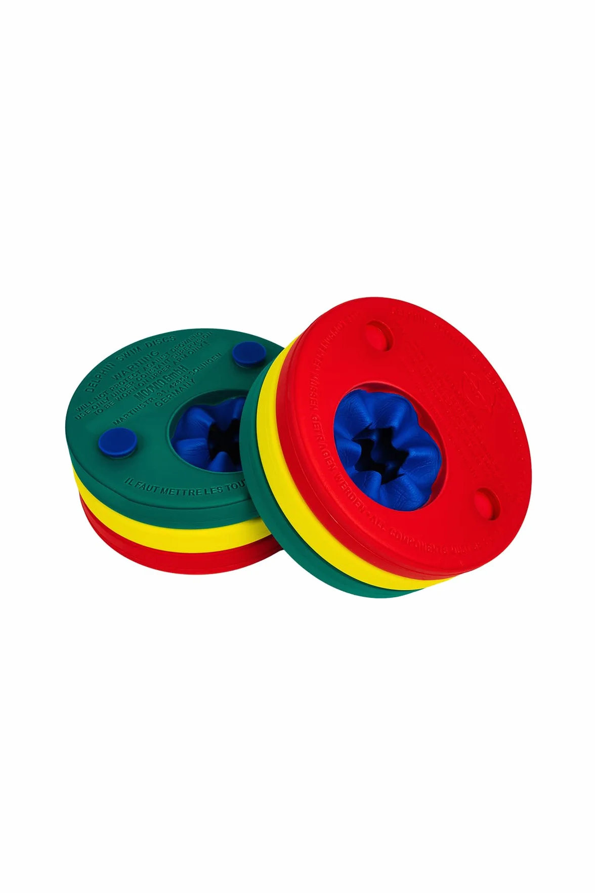 Delphin Discos de natación rojo-amarillo-verde hasta 60 kg