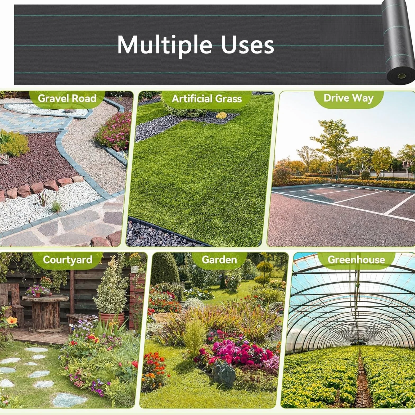 Malla Antihierba Estabilizada contra UV, contra Las Malas Hierbas Manta Antihierbas Ultra Resistente, Varios Tamaños, Premium para Jardín Terraza, Huerto, Jardín, Control De Maleza(2x15m)