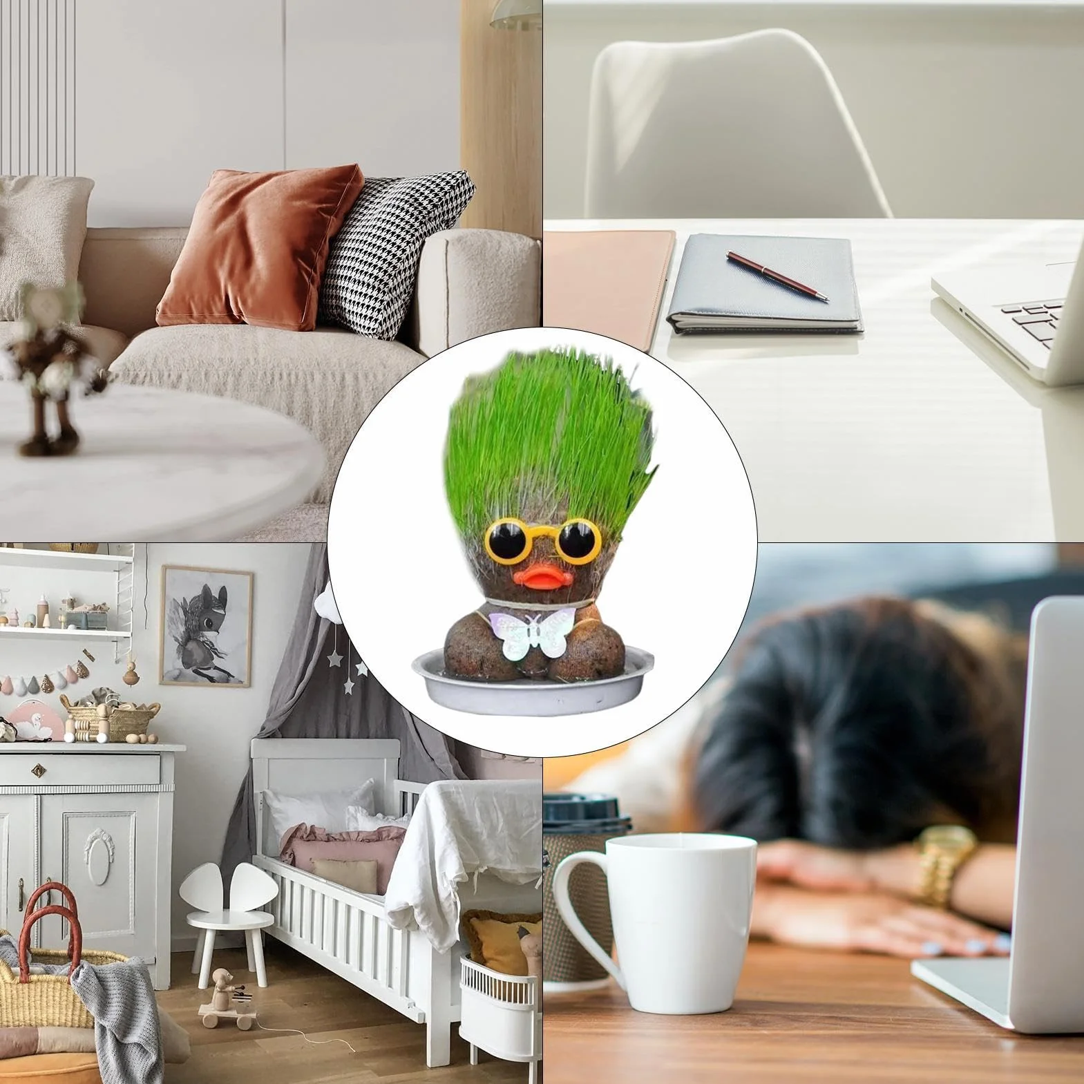 Muñeca De Hierba Kit Para Crecer Su Propio Cabello 10 Cm Decoración Educativa De Plantas