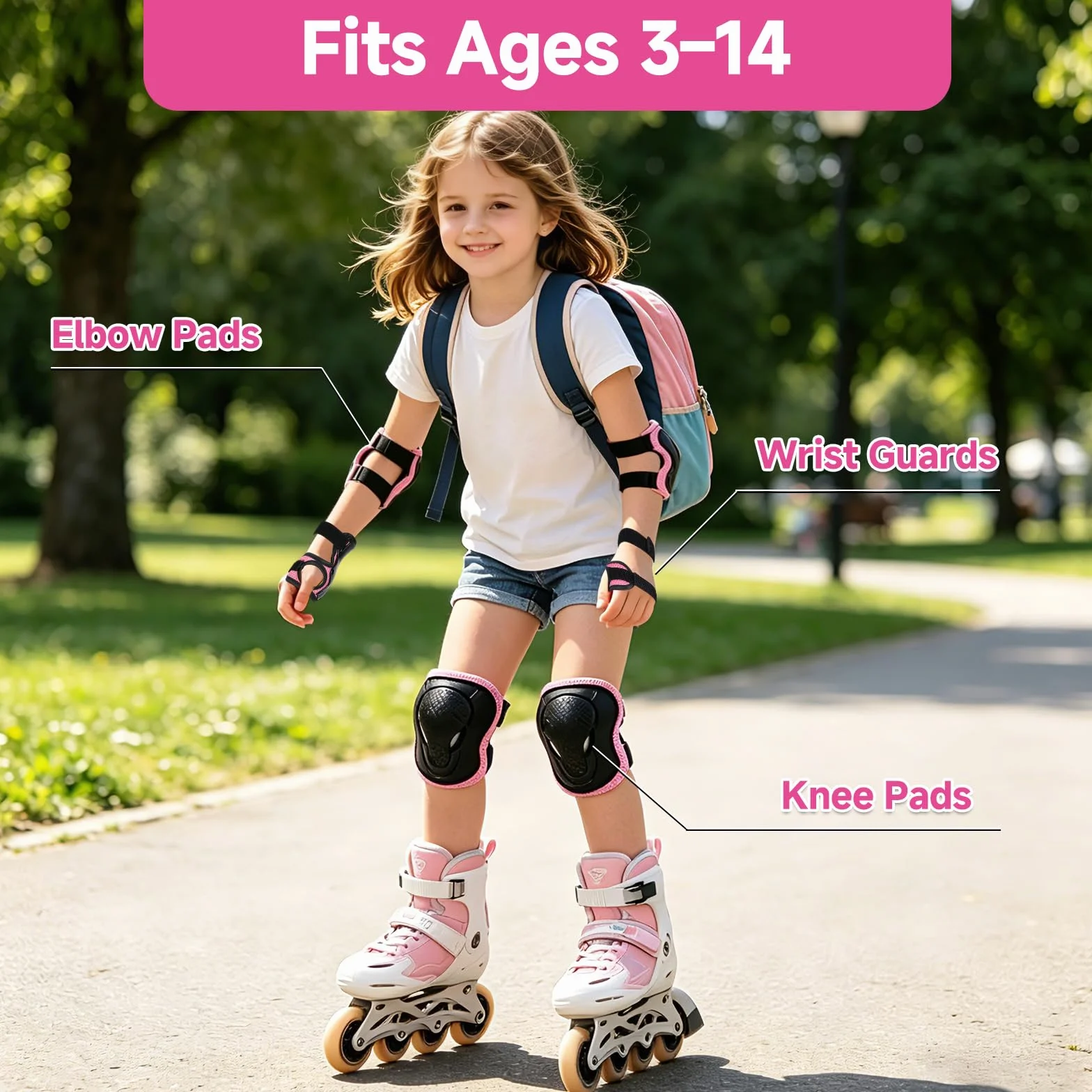 Rodilleras Niños Set Protecciones Ajustable con Coderas y Muñequeras Equipo Protección Infantil para Patines Monopatín Scooter