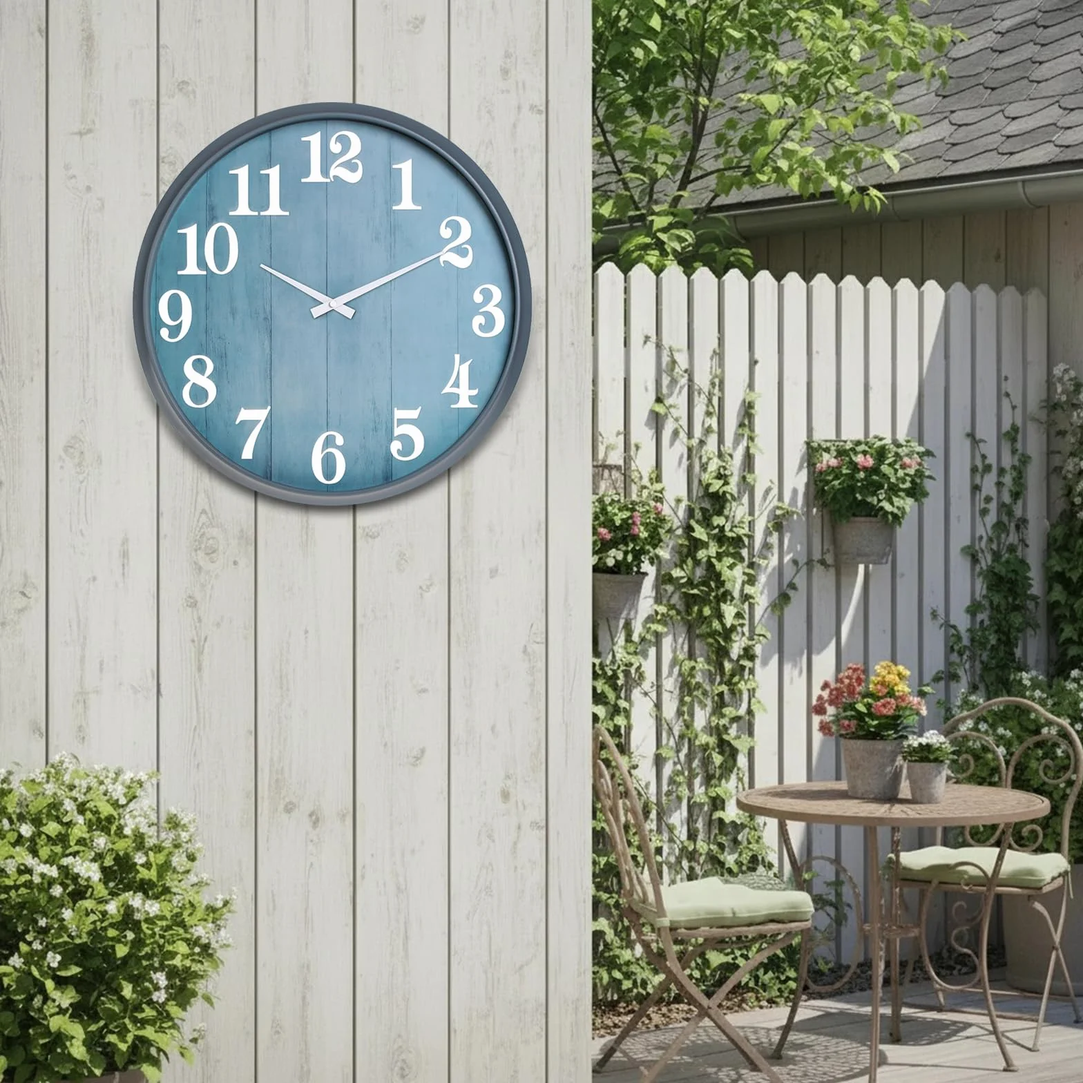 eYotto Reloj de jardín Impermeable 46 cm silencioso Gran tamaño Funciona con Pilas para terraza decoración