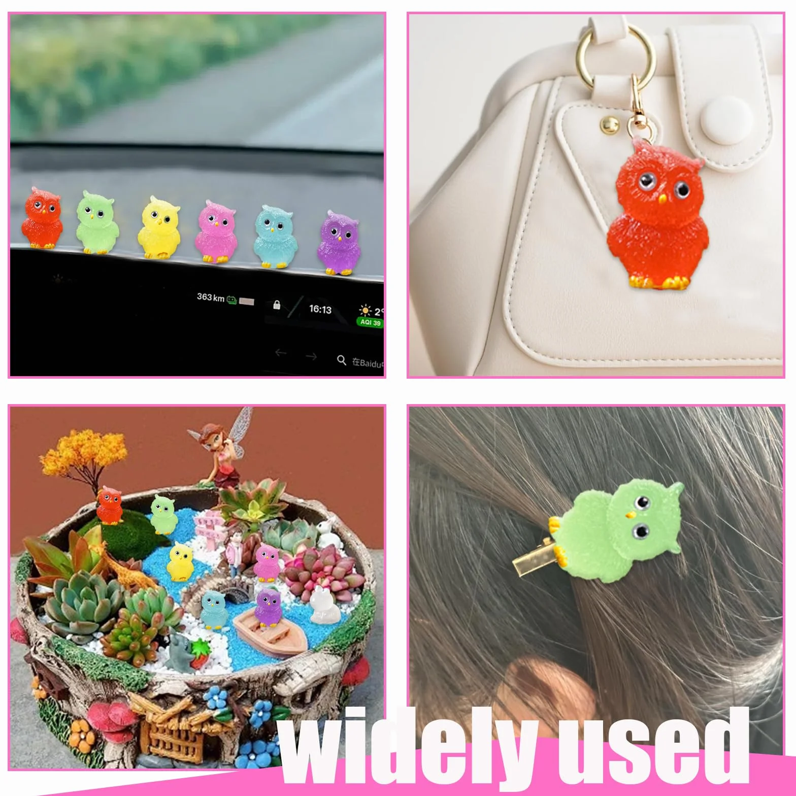 Mini animales luminosos, 30 unidades de mini búhos de resina, 6 colores, pequeñas figuras de búhos, figuras de resina, pequeñas adecuadas para casa de muñecas, paisaje, jardín, plantas
