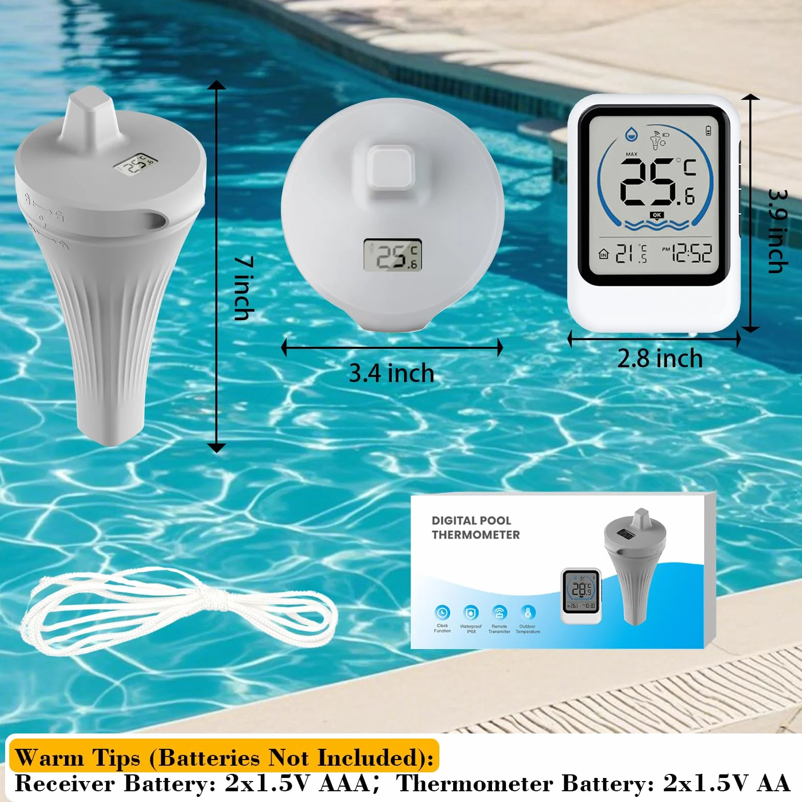 Termómetro Inalámbrico para Piscina Digital Flotante IP68