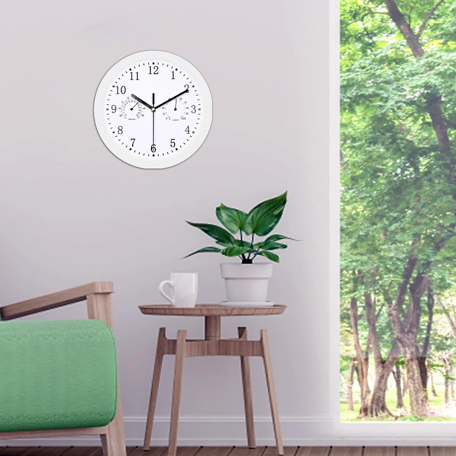 Reloj de pared exterior 10 pulgadas resistente a la intemperie con termómetro e higrómetro
