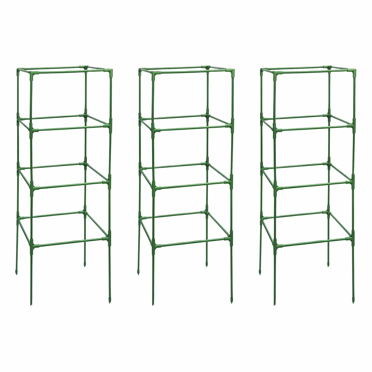 Entutorado para Tomates Soporte Cuadrado Ajustable en Altura de 3 Piezas | Tutor de Plantas Resistente para Judías Pepinos Verduras Rosas Peonías Macetas Bancal Elevado Jardín Patio Césped