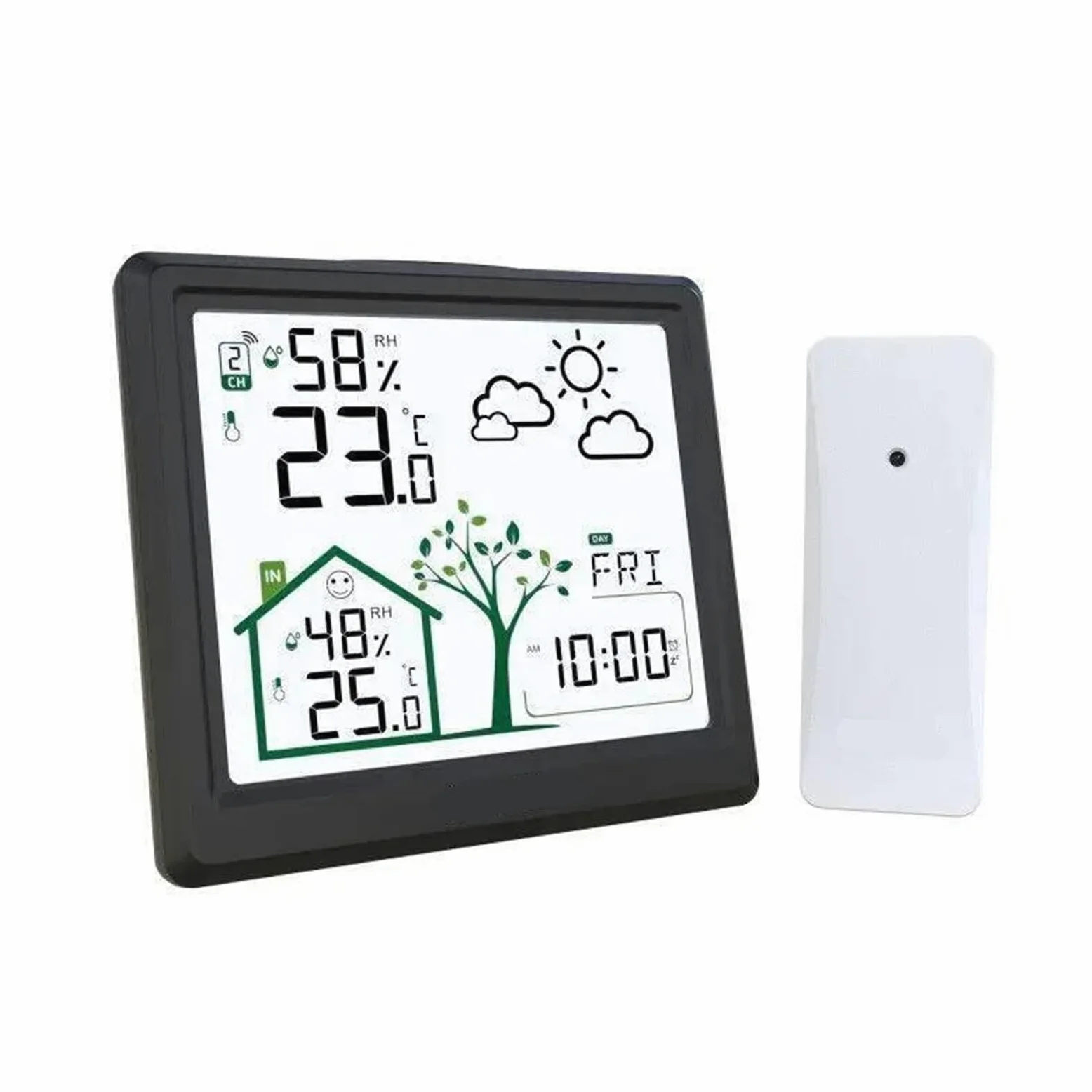 Estación meteorológica, Estación meteorológica digital de 4,9", monitor inalámbrico temperatura y humedad con puntas(Nero)