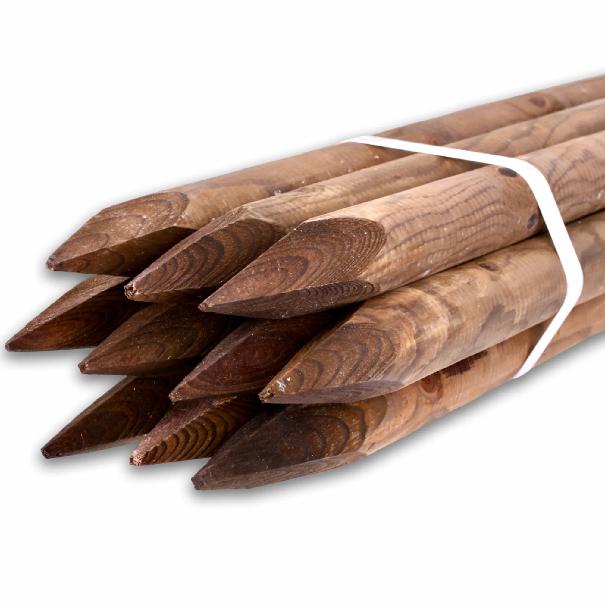 10 estacas redondas de madera de 4 x 125 cm – KDI marrón impregnada – Estacas para árboles de madera de Sauerländer en 100, 125 o 150 cm – Estaca de valla resistente a la intemperie para jardín, pasto