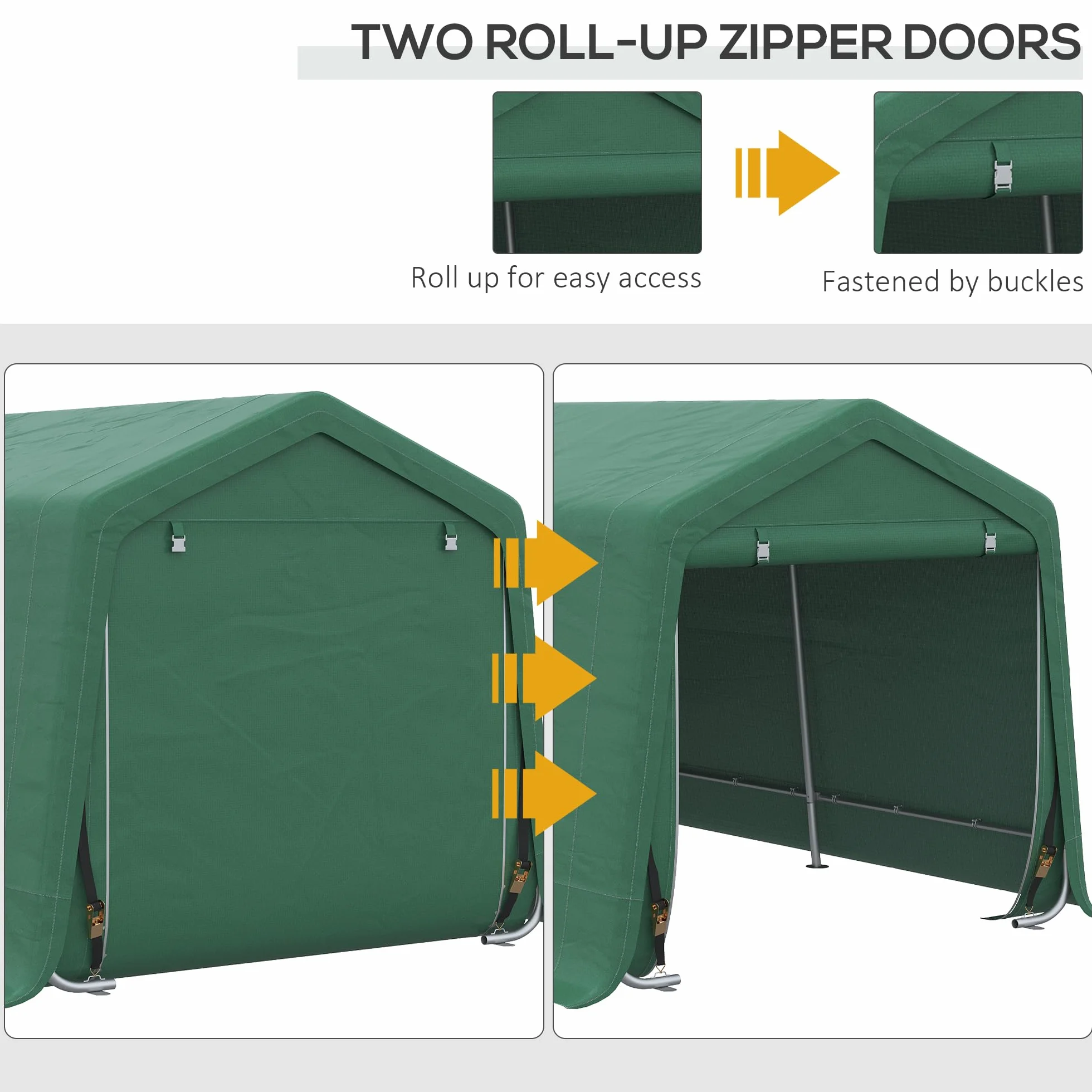 Outsunny Tente Garaje Carport 6 x 3 m Acier galvanisé PE Haute densité 180 g/m² imperméable Anti-UV