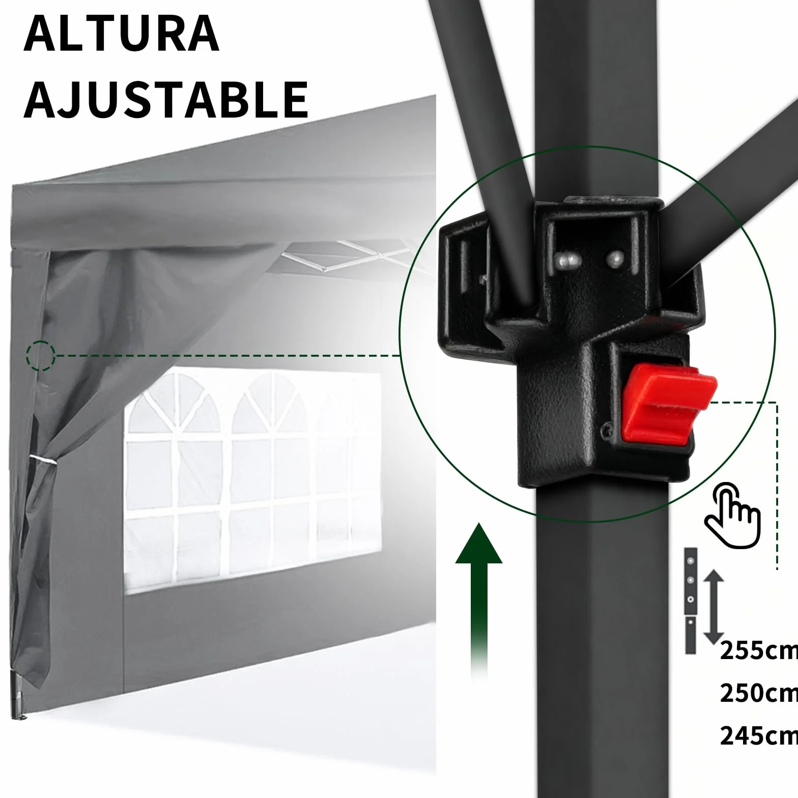 ISE Carpa Plegable 3x3, pergolas de Jardin Robusto, Carpas para Exteriores con 4 Paredes pergolas de Laterales para Reception, Fiesta, Camping, Festival, Cerveza, Carpa Camping Gris