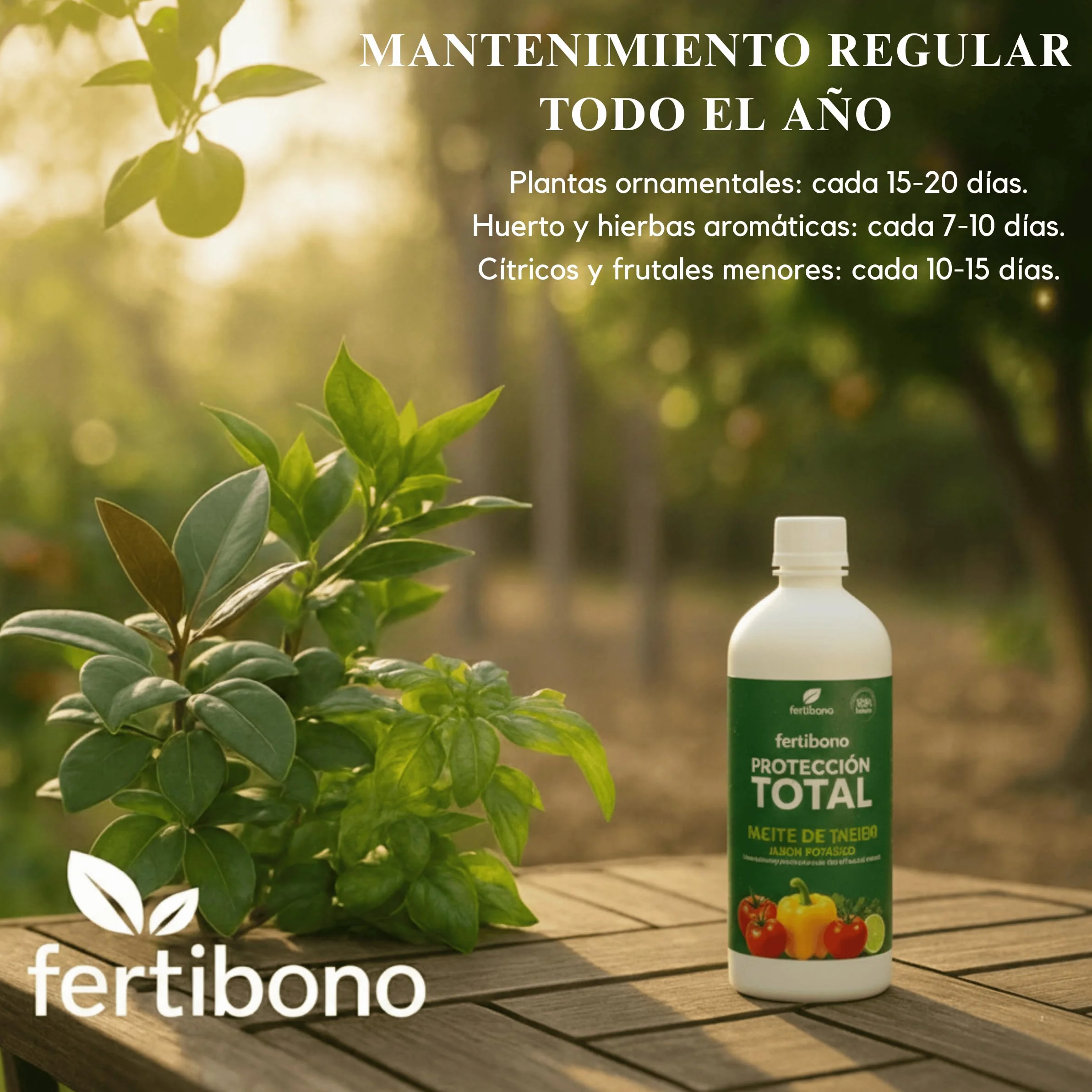 FERTIBONO Jabón Potásico Aceite de Neem 1l Solución Multiusos Natural para Plantas Huertos Jardines