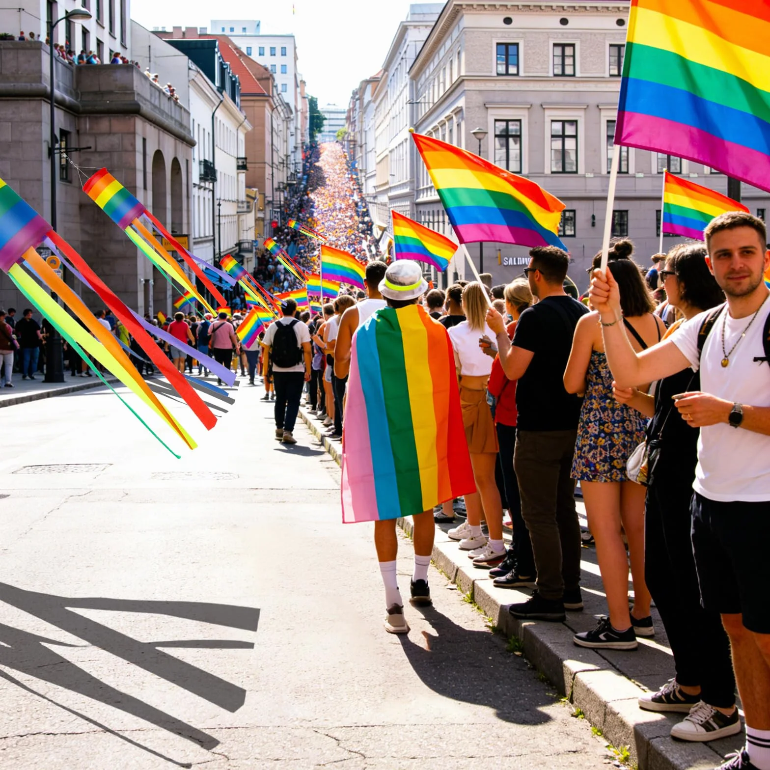 Veletas de Viento Arcoíris, Manga de Viento para Exterior, Bandera del Orgullo Impermeable, 2 Piezas