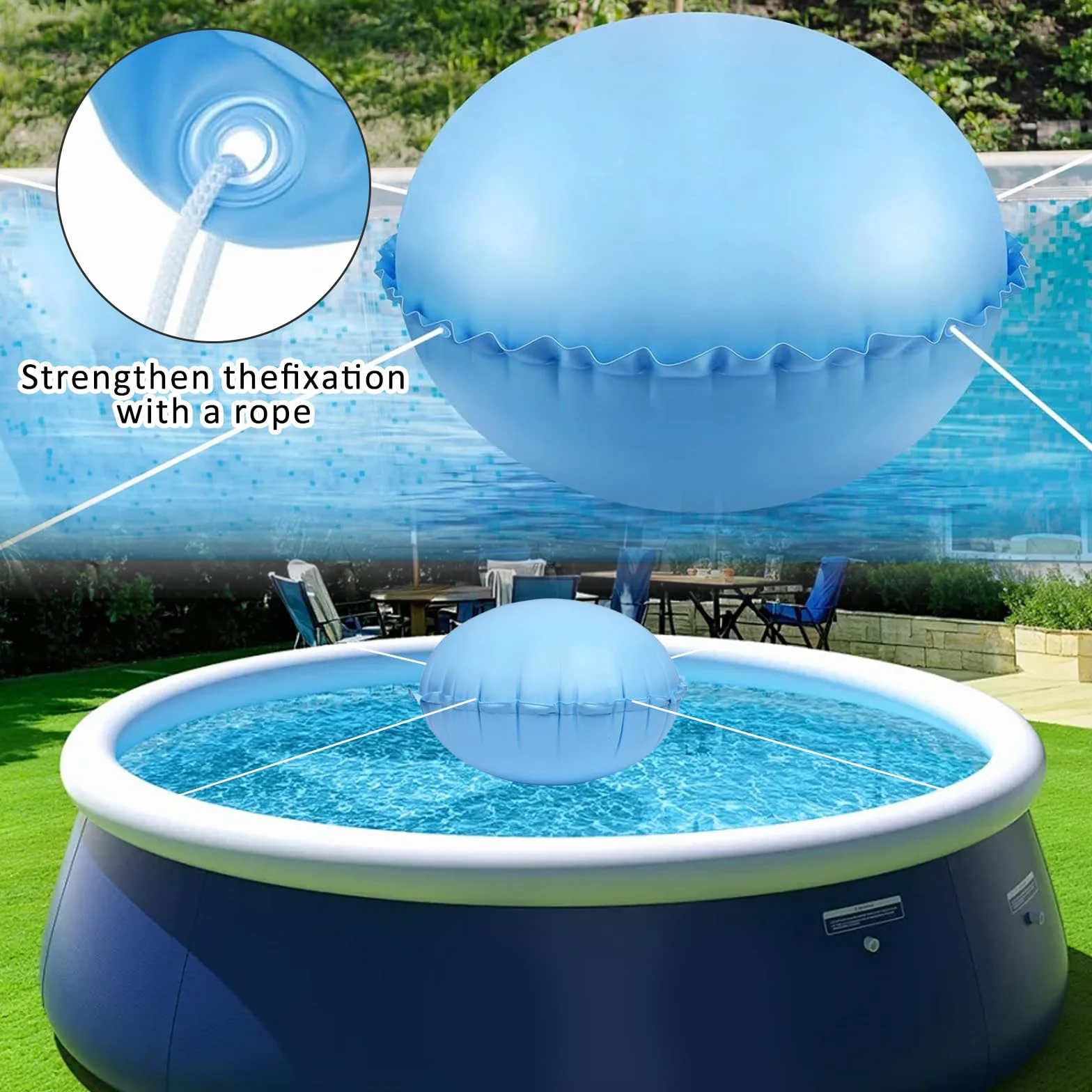 Cojín de Invierno para Piscina 120 x 120 cm, Cojín de Aire para Cubierta de Piscina