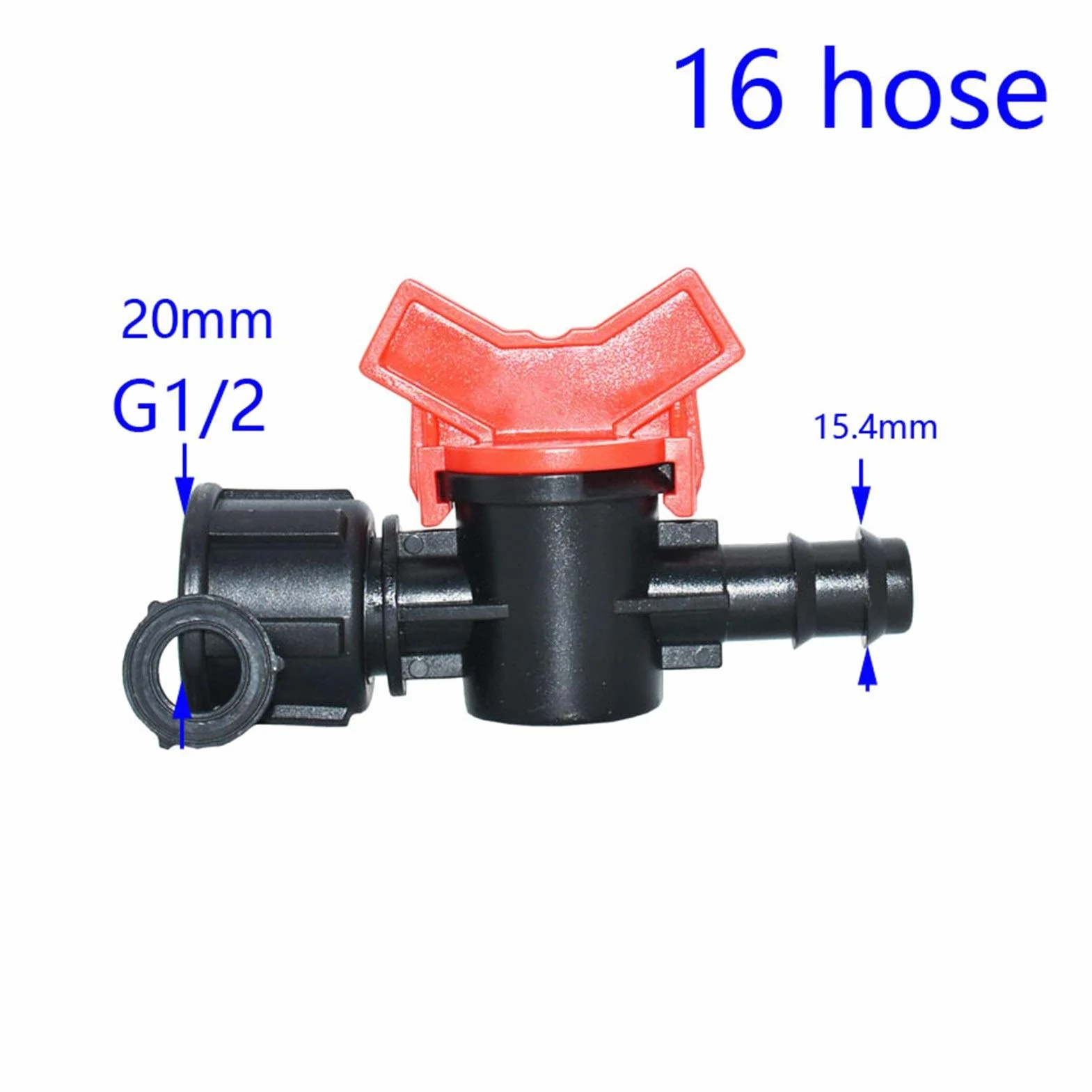 Pulverizador de riego por aspersión de jardín Rosca hembra 1/2" 3/4" for 16mm 20mm manguera de jardín grifo 1/2 3/4 manguera de riego adaptador de la válvula de agua Mini llave de paso de conector 20p