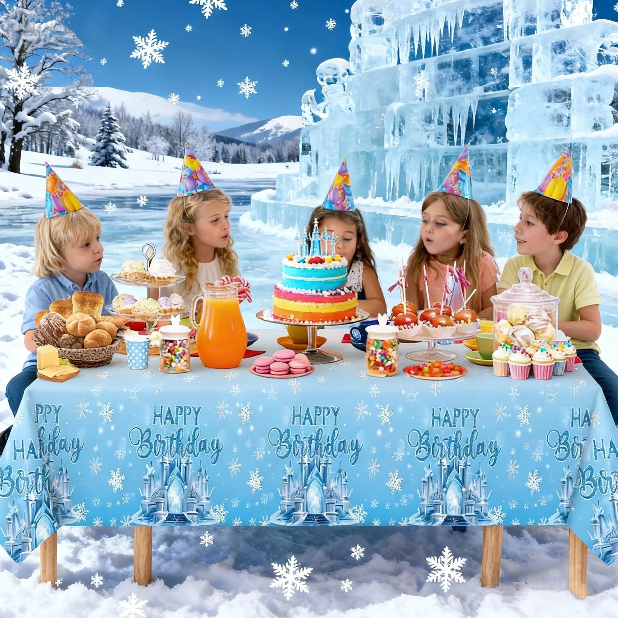 PHOGARY Mantel de 2 Piezas Reina de Las Nieves 137 x 274 cm Plástico Desechable