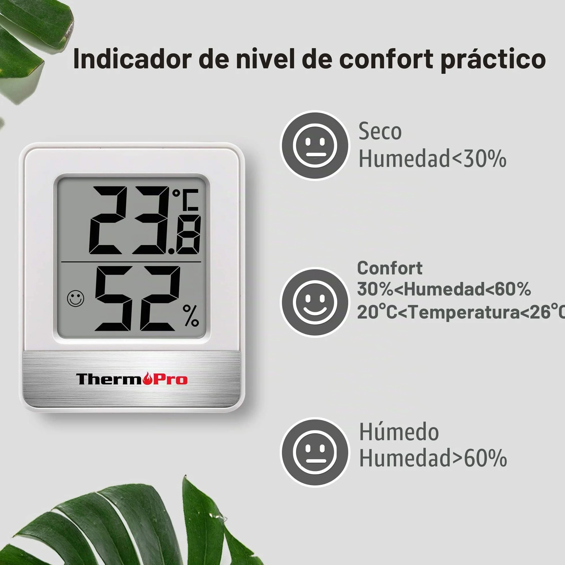 ThermoPro TP49 Higrómetro Digital Termómetro de Interior Temperatura Humedad