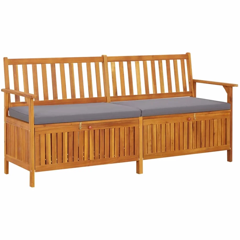 vidaXL Banco de Almacenaje con Cojín Madera Maciza de Acacia 170 cm