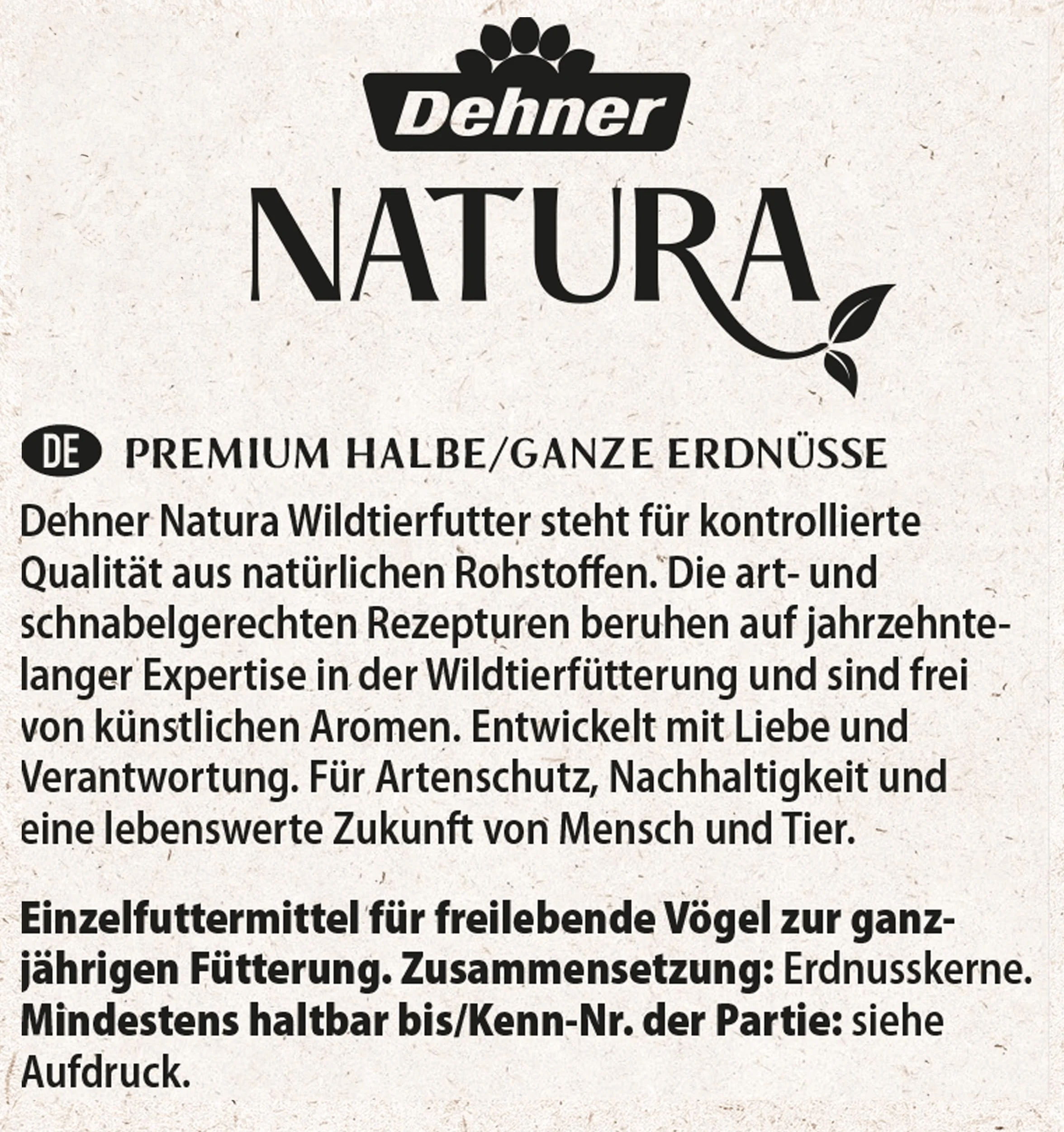 Dehner Natura Alpiste para Aves Silvestres Corazones de Cacahuete Enteros 5 l 3,4 kg