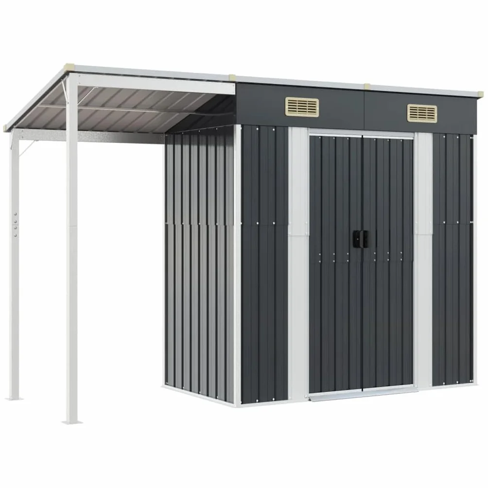 vidaXL Cobertizo jardín Acero Antracita 277x110,5x181 cm