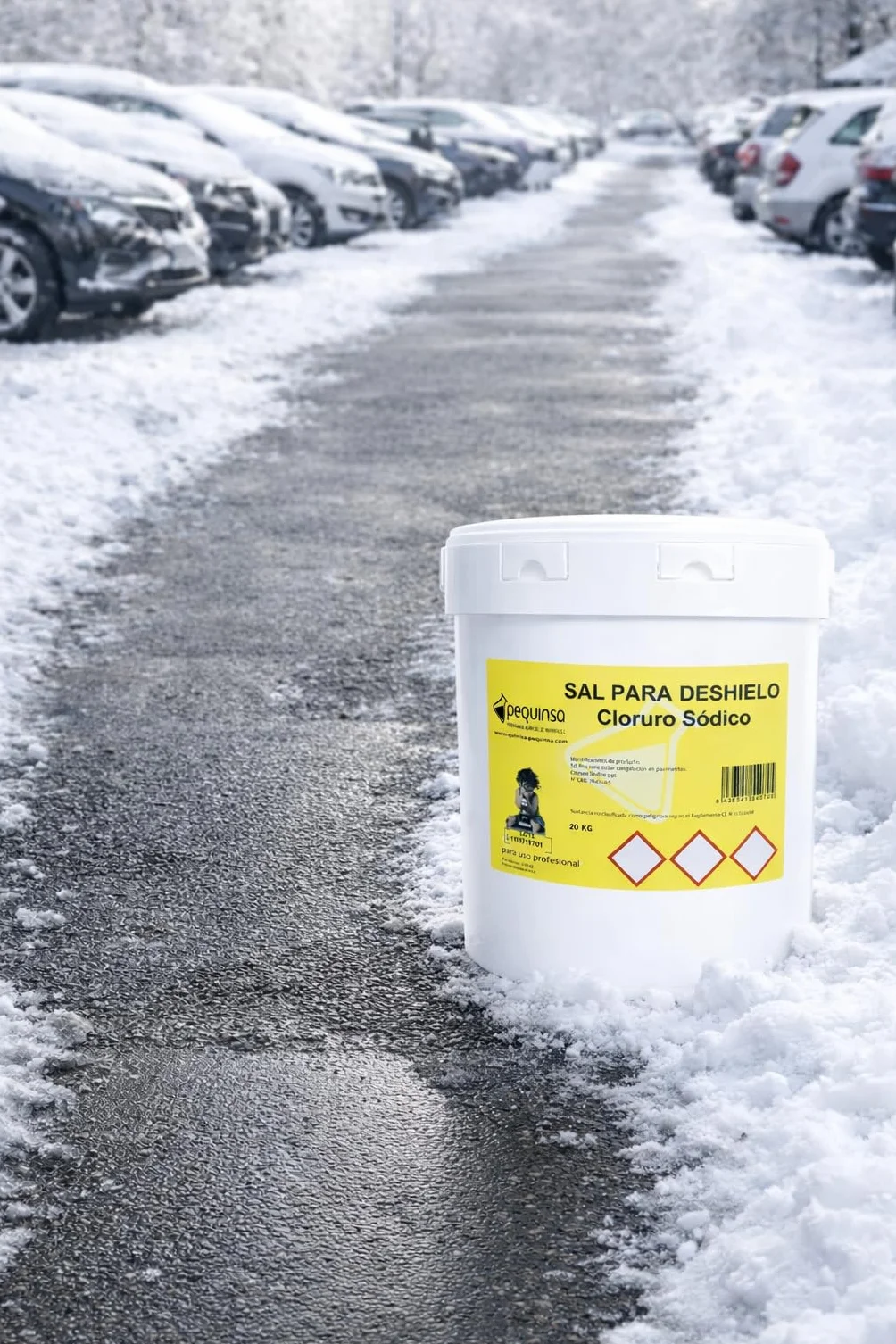 Sal para deshielo cubo 20 kg carreteras aparcamientos
