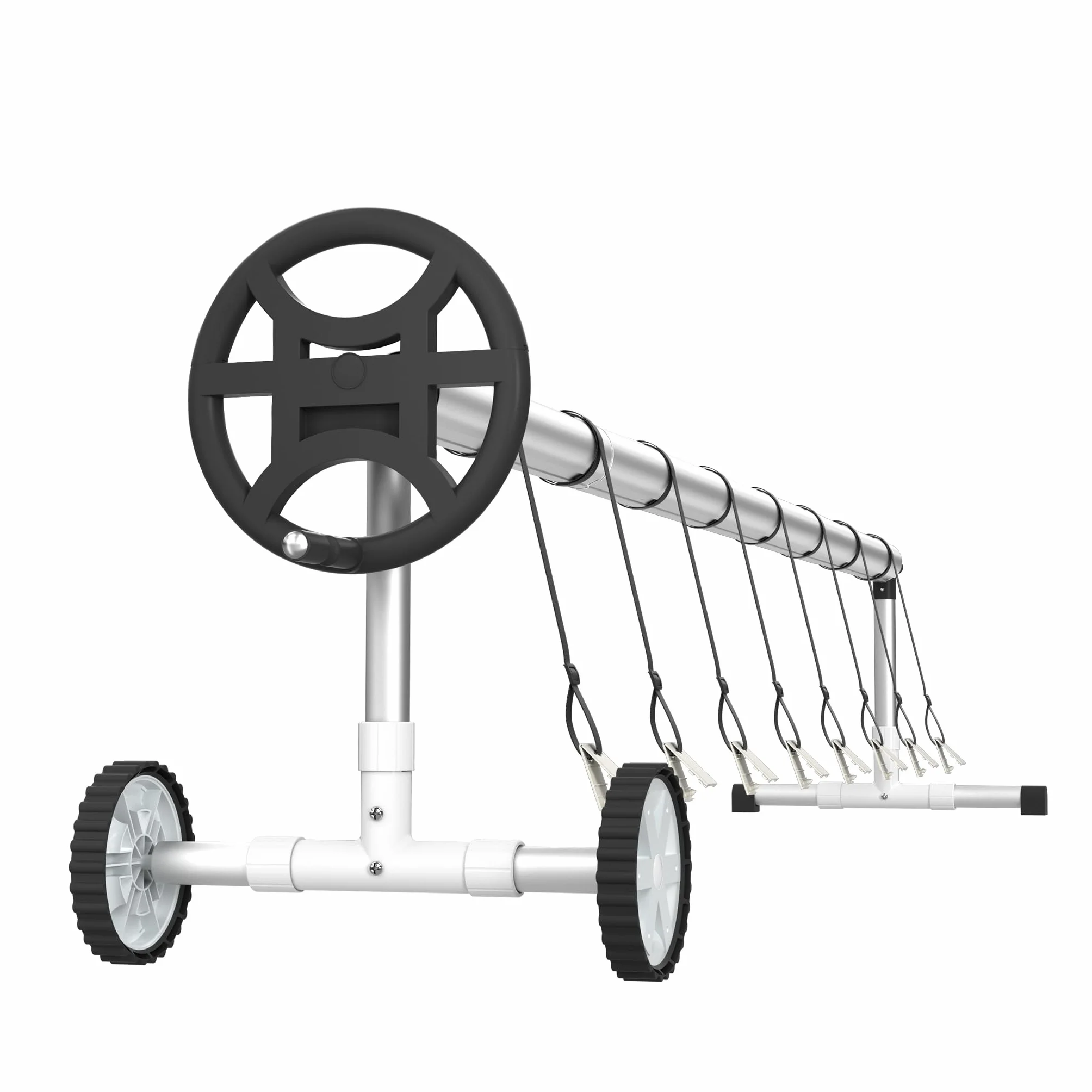 Rollo de lona para piscina enrollador móvil con ruedas ajuste telescópico 3-5,7 m