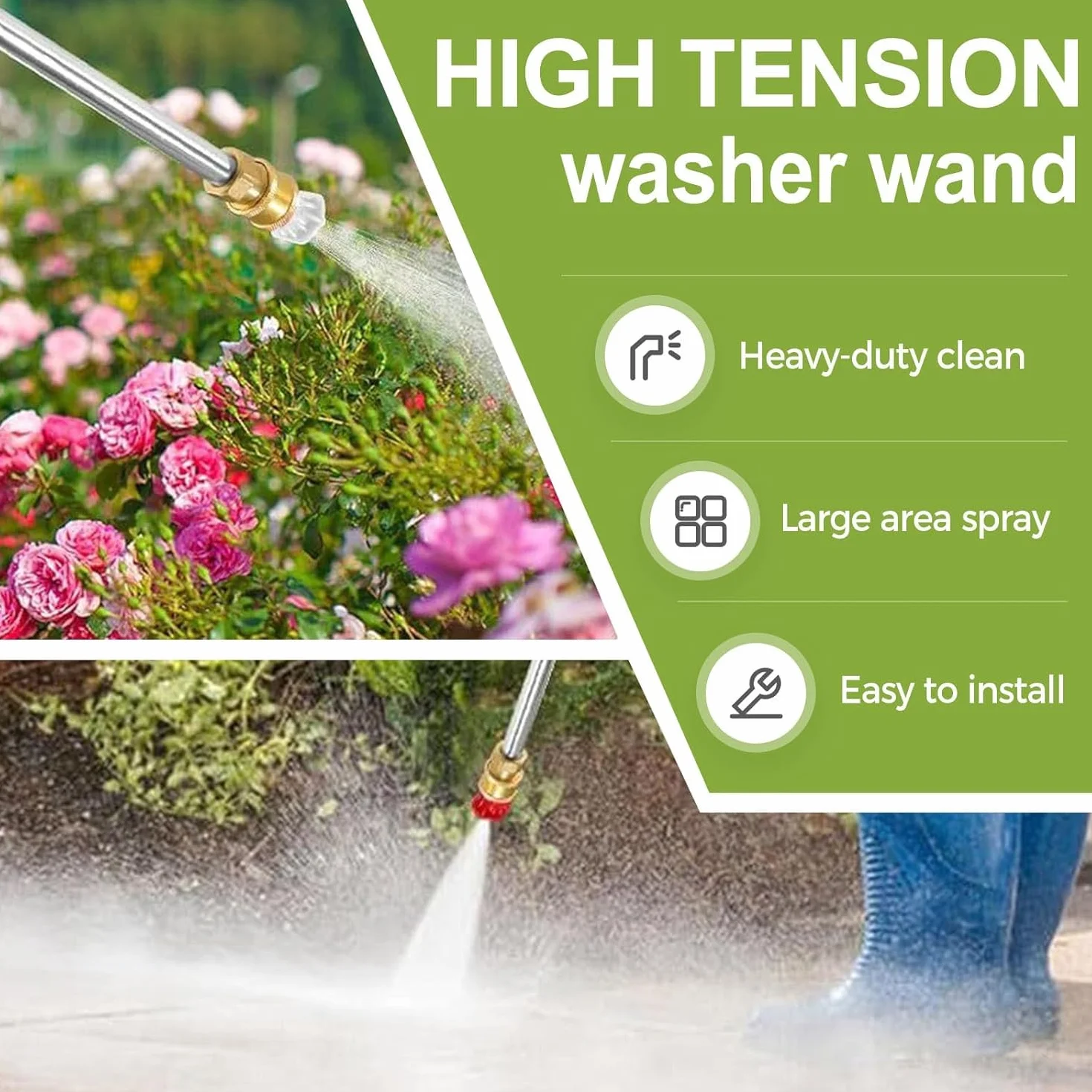 Hidrolavadora De Jardín con Lanza Y 3 Boquillas Intercambiables, Ideal para Lavar Coches, Patios, Jardines Y Limpiar Exteriores (Gris). Gray+Black