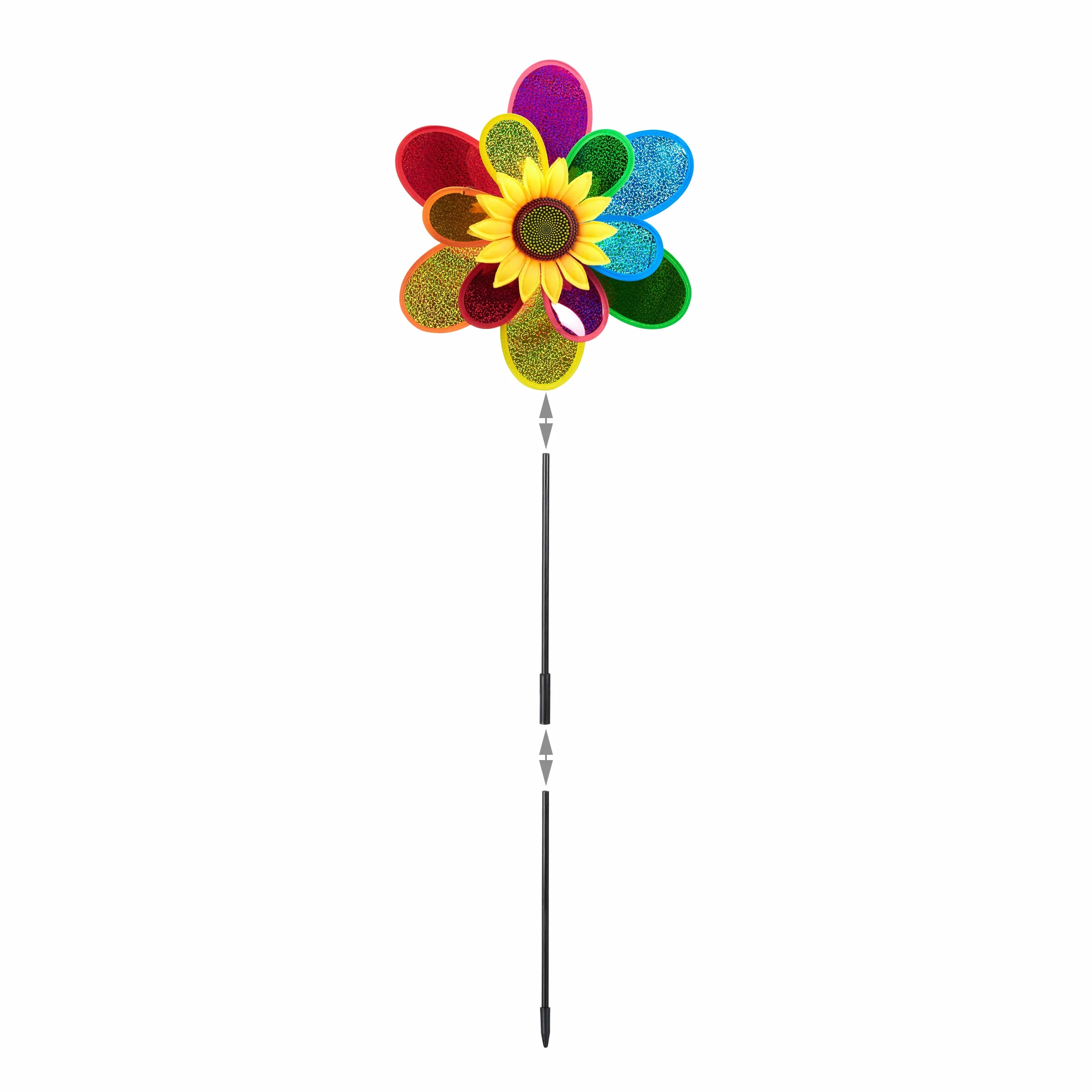 Relaxdays Molinillo de Viento Flor Jardín Terraza Poliéster Multicolor 74,5 x 37,5 x 14 cm