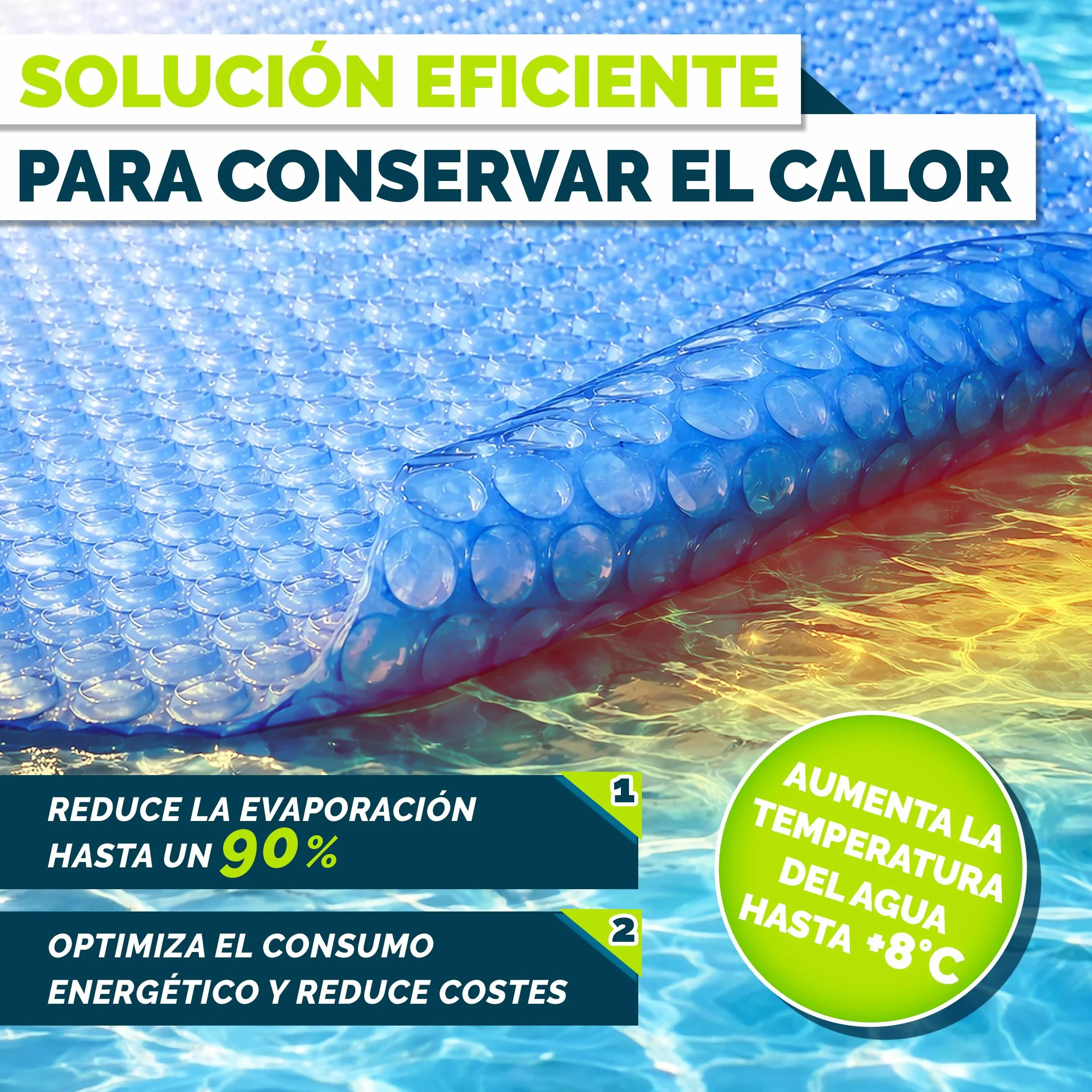 Tillvex Lona Solar para Piscina 400 µm Rectangular 700 x 400 cm Cubierta Solar Térmica