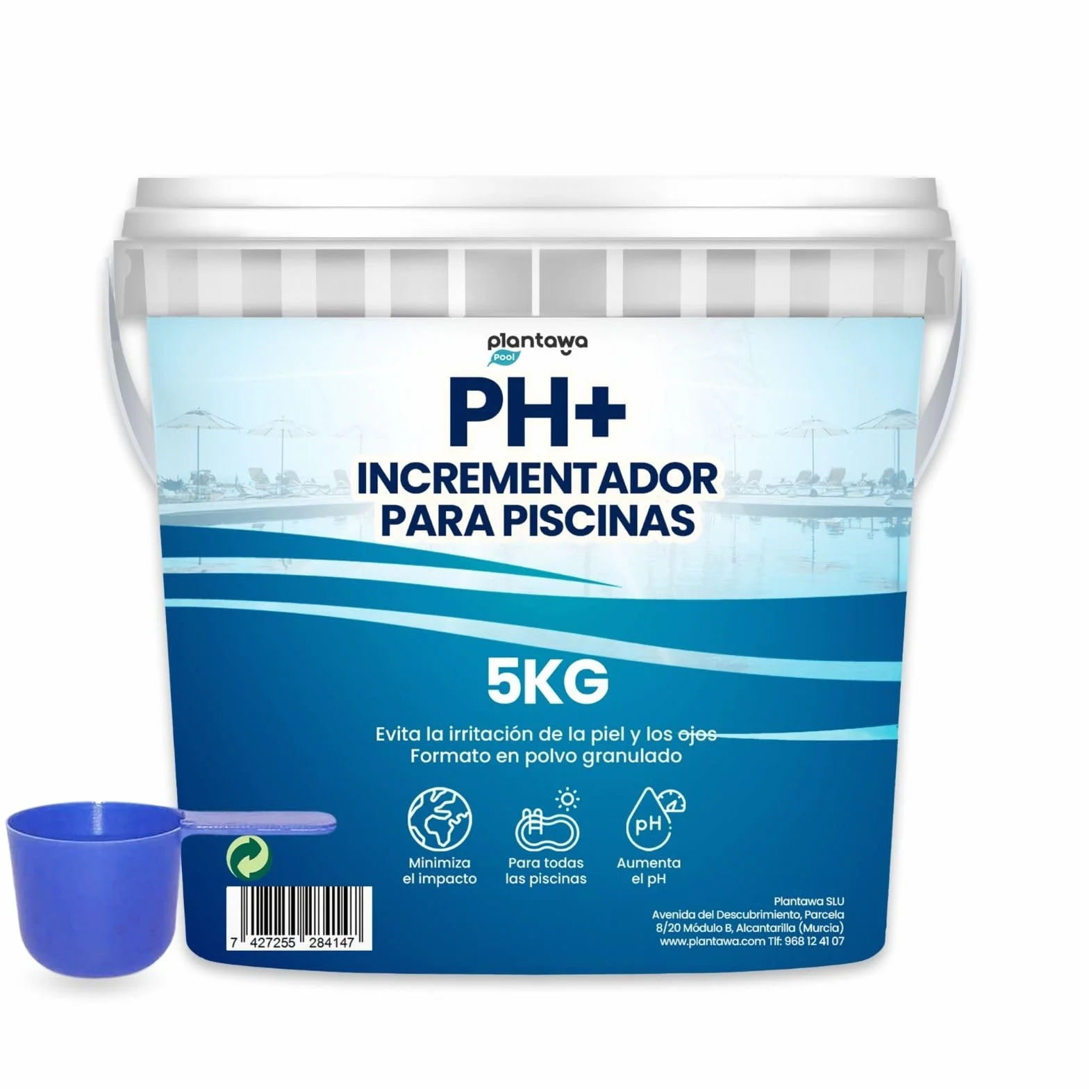 PLANTAWA Incrementador pH Piscina Plus 5Kg, Elevador pH+ en Polvo para Piscinas y Spas