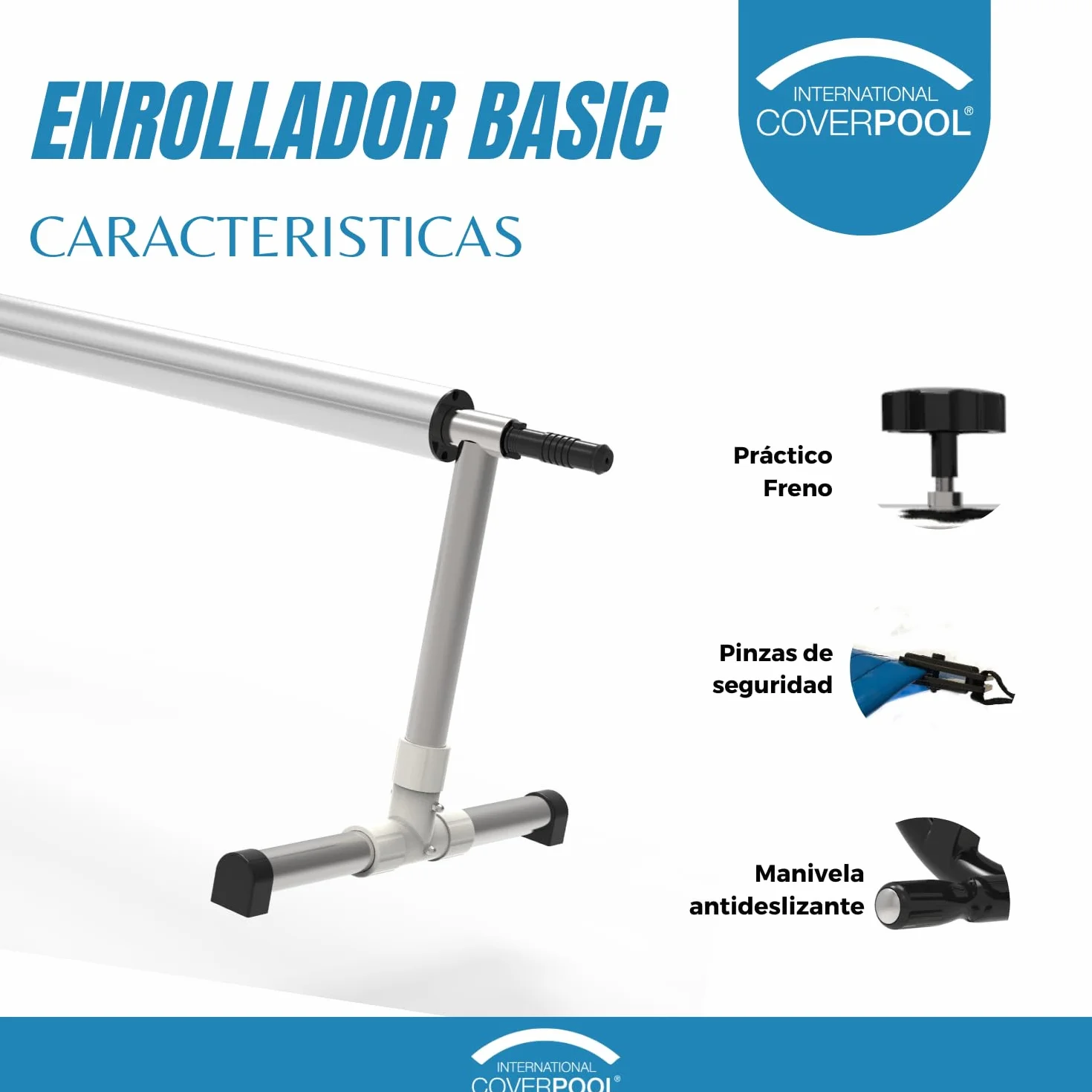 Enrollador de Cubierta de Piscina Basic Ajustable 4,2m Tubo 80mm