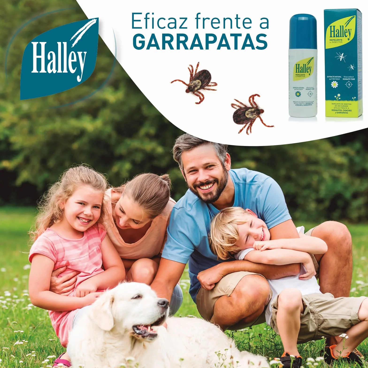 HALLEY Repelente de Insectos 150ml Protección Mosquitos Garrapatas 96% Natural 3 Años+