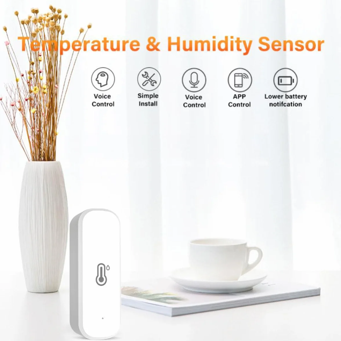 Mengshen 2 Pack Sensores Humedad WiFi Inteligentes Monitor Temperatura Interior con Alerta de Notificación Compatible para Alexa Google Home