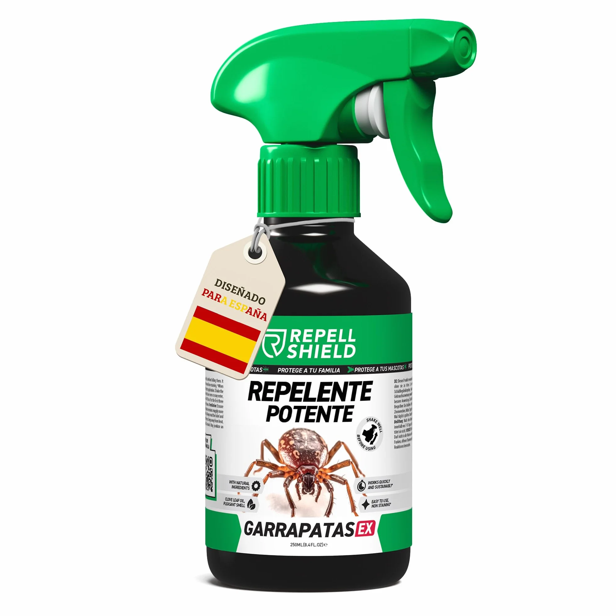 RepellShield® Repelente Garrapatas y Pulgas Natural 250ml - Tomillo y Geraniol - Uso Interior Exterior