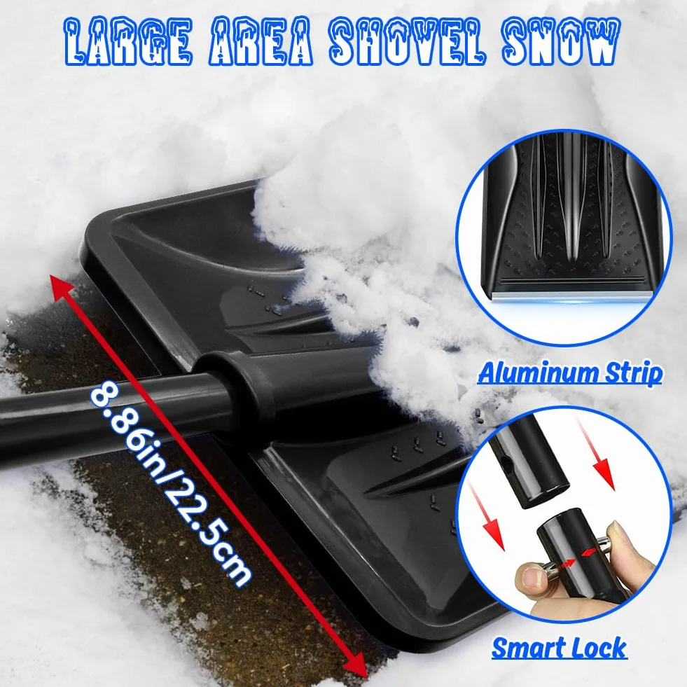 Carretilla Elevadora de Nieve 108 cm Desmontable 4 Piezas Pala Nieve Ajustable Portátil