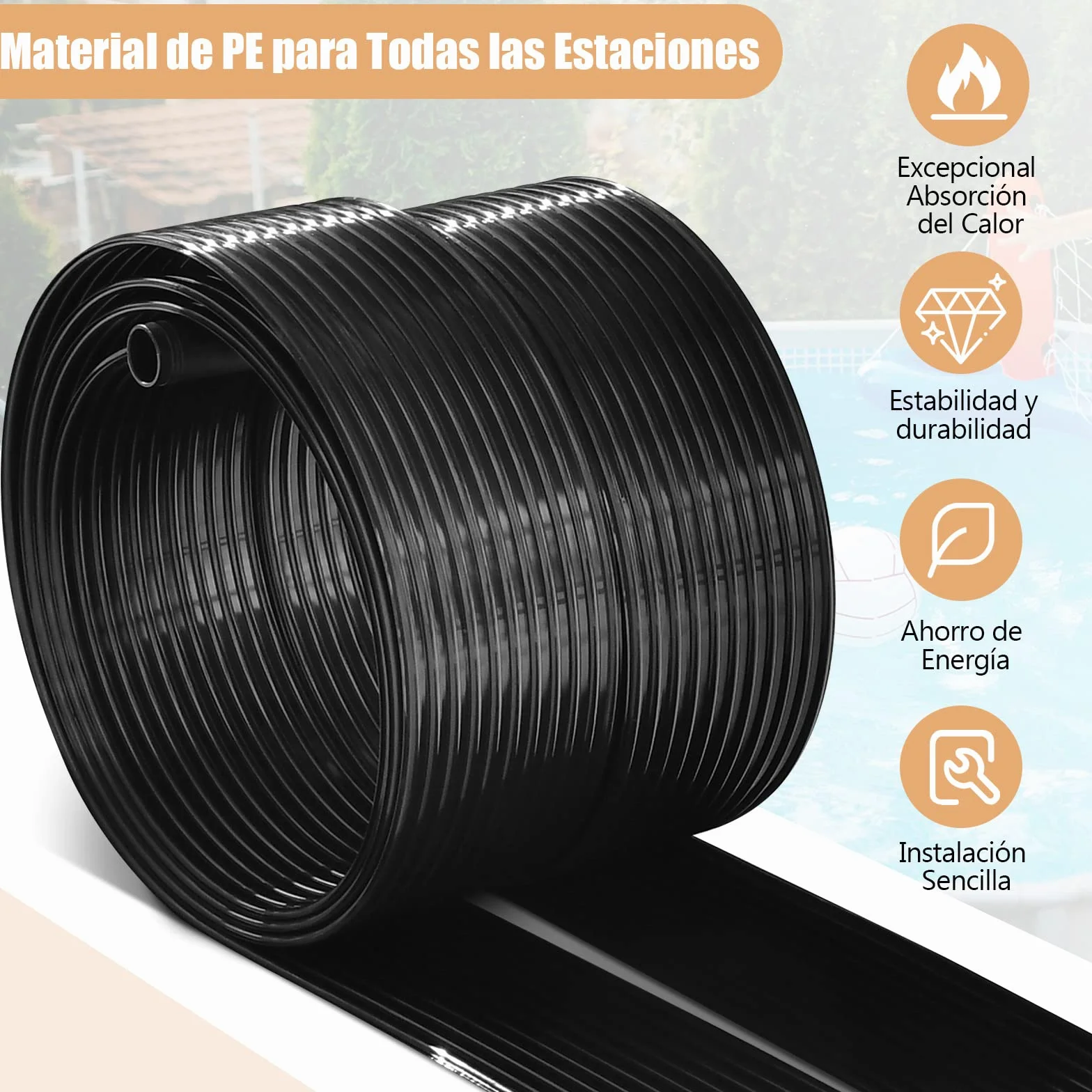 COSTWAY Calentador Solar de Piscina 500x75 cm 2 Panel Solar 21500L 25800L