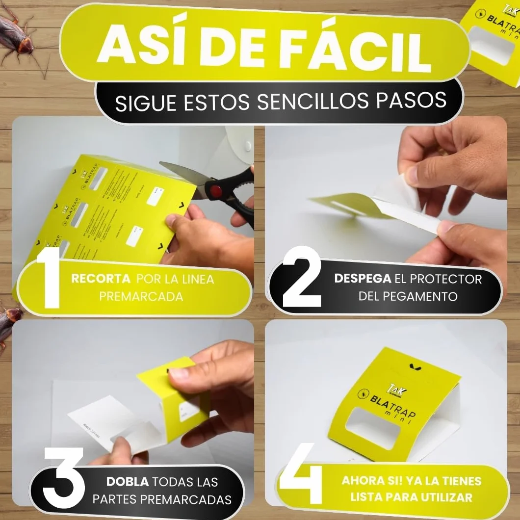 Trampas para Cucarachas Adhesivas Extra-Fuertes Profesional 15 PCS Sin Veneno Fabricadas en Europa
