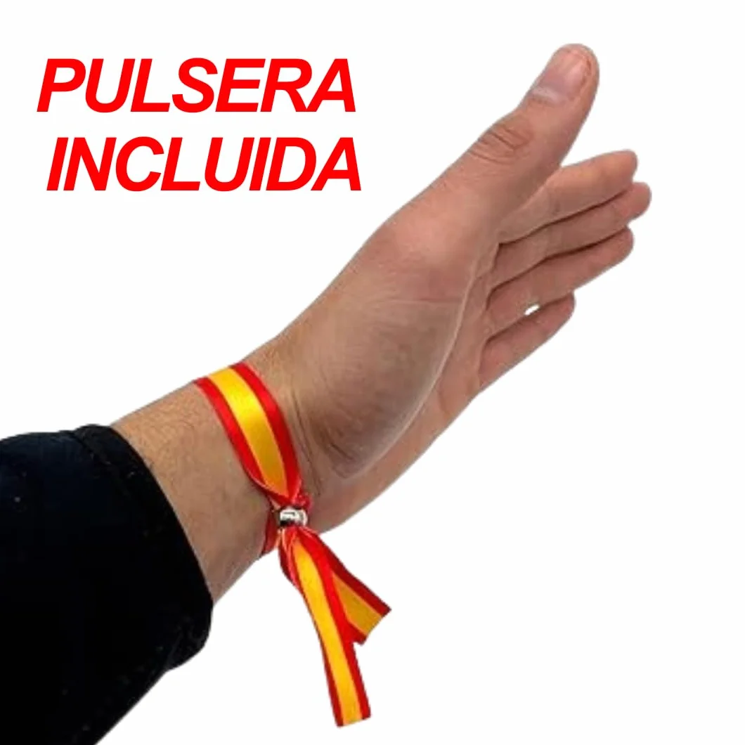 Bandera de España Grande 90x150 cm + Pulsera España | Auténtica Bandera Española para Exterior con 2 Ojales de Latón