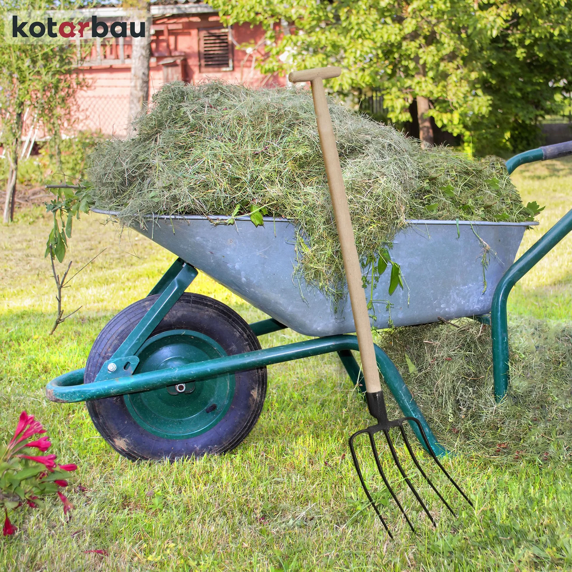 KOTARBAU Horca de acero con 5 Dientes, Horca de jardín para compost, estiércol, sin mango
