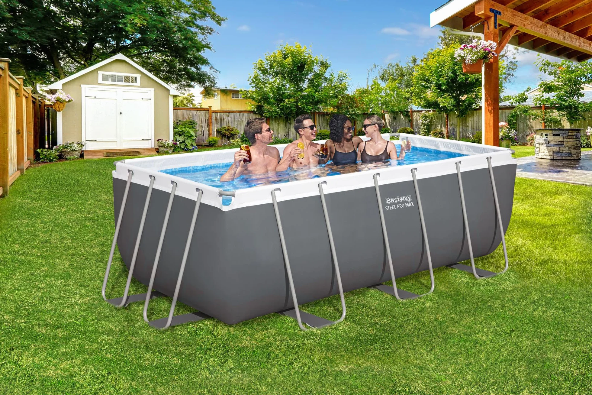 Bestway Juego de Piscina Rectangular 13'6" x 6'7" x 48"