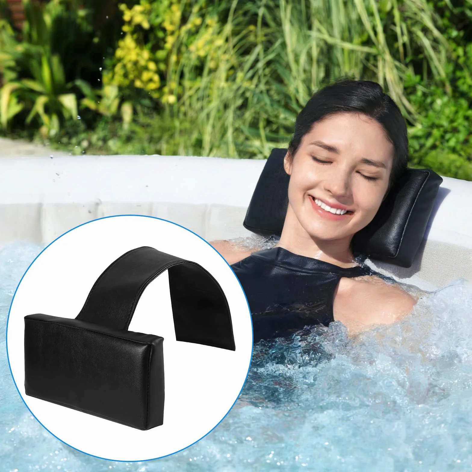 LALAGO Reposacabezas Rectangular para Hot Tub, Almohada Cervical Impermeable para Piscina, Negro, Accesorios Jacuzzi