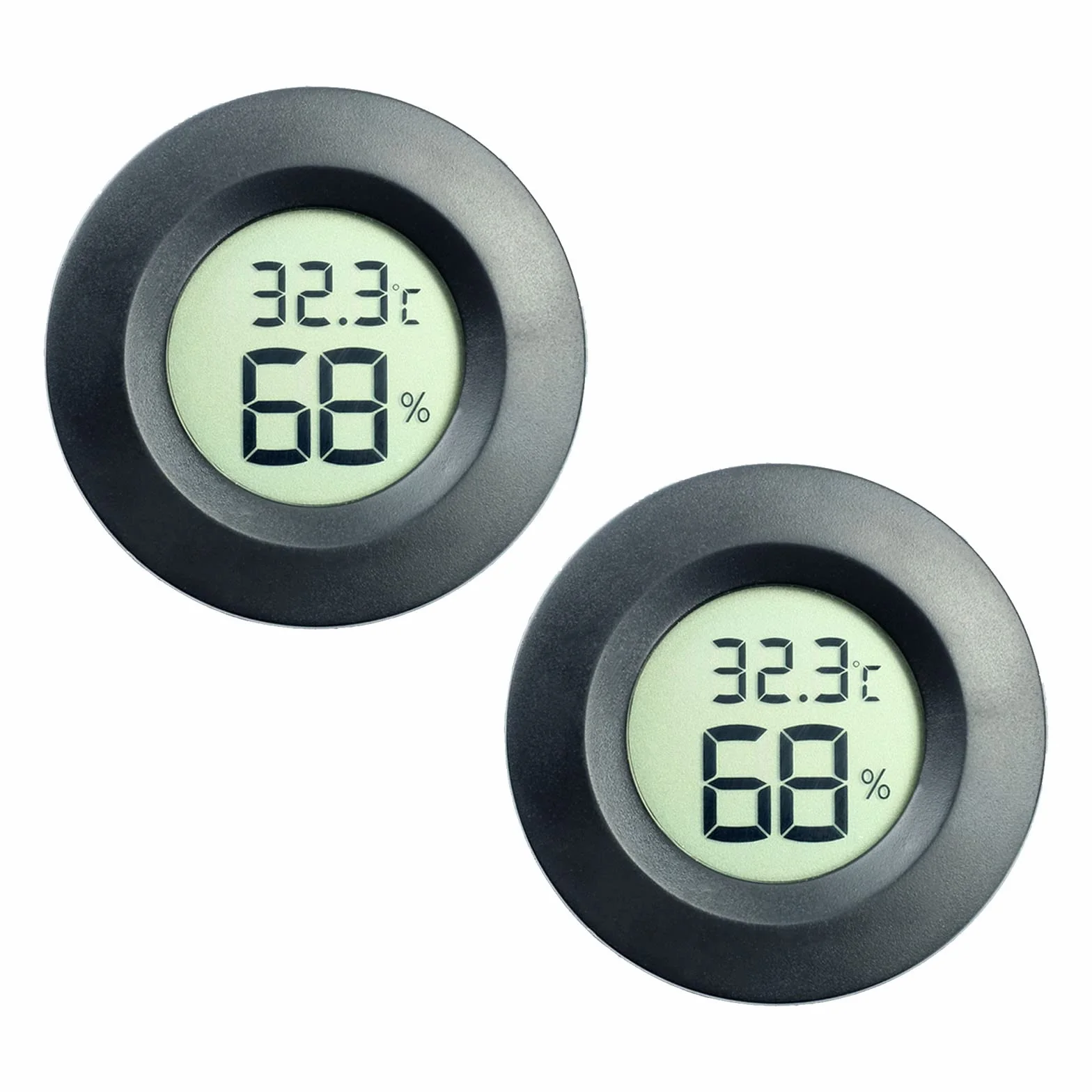 Mini Higrómetro Termómetro Monitor LCD Digital Medidor de Humedad Interior Exterior para Humidificadores Deshumidificadores Invernadero Sótano (2PCS Black)