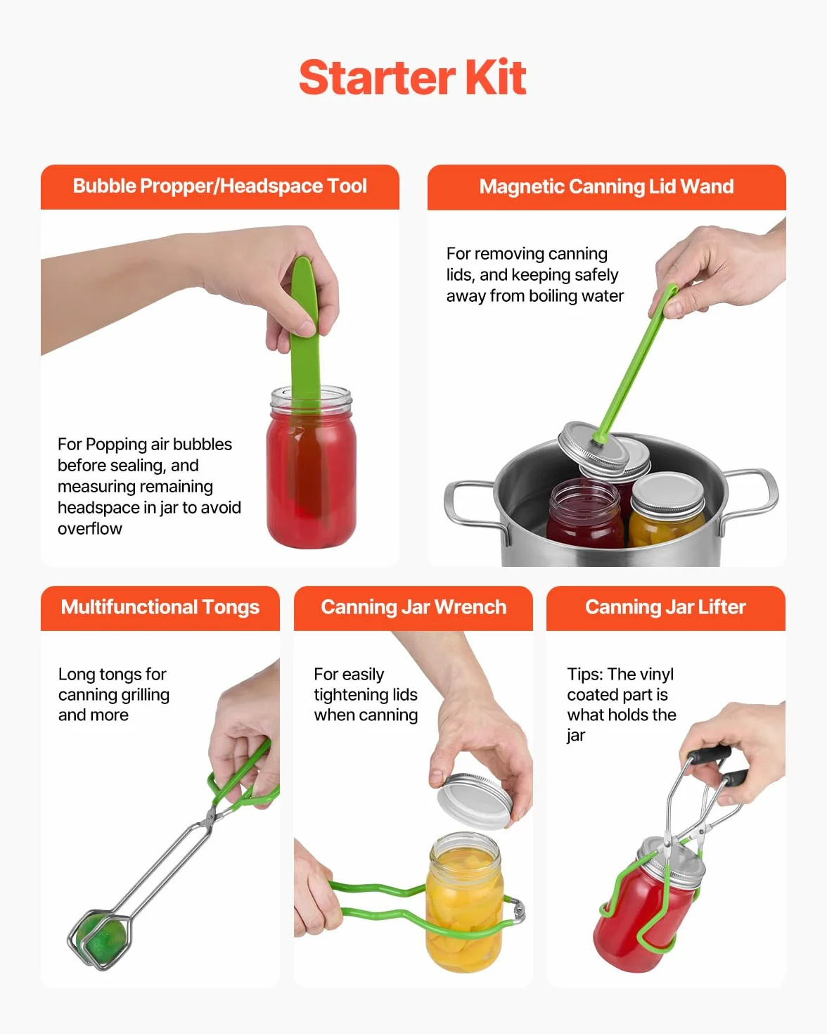 VEVOR Kit de Inicio para Enlatado, 9 Piezas de Acero Inoxidable