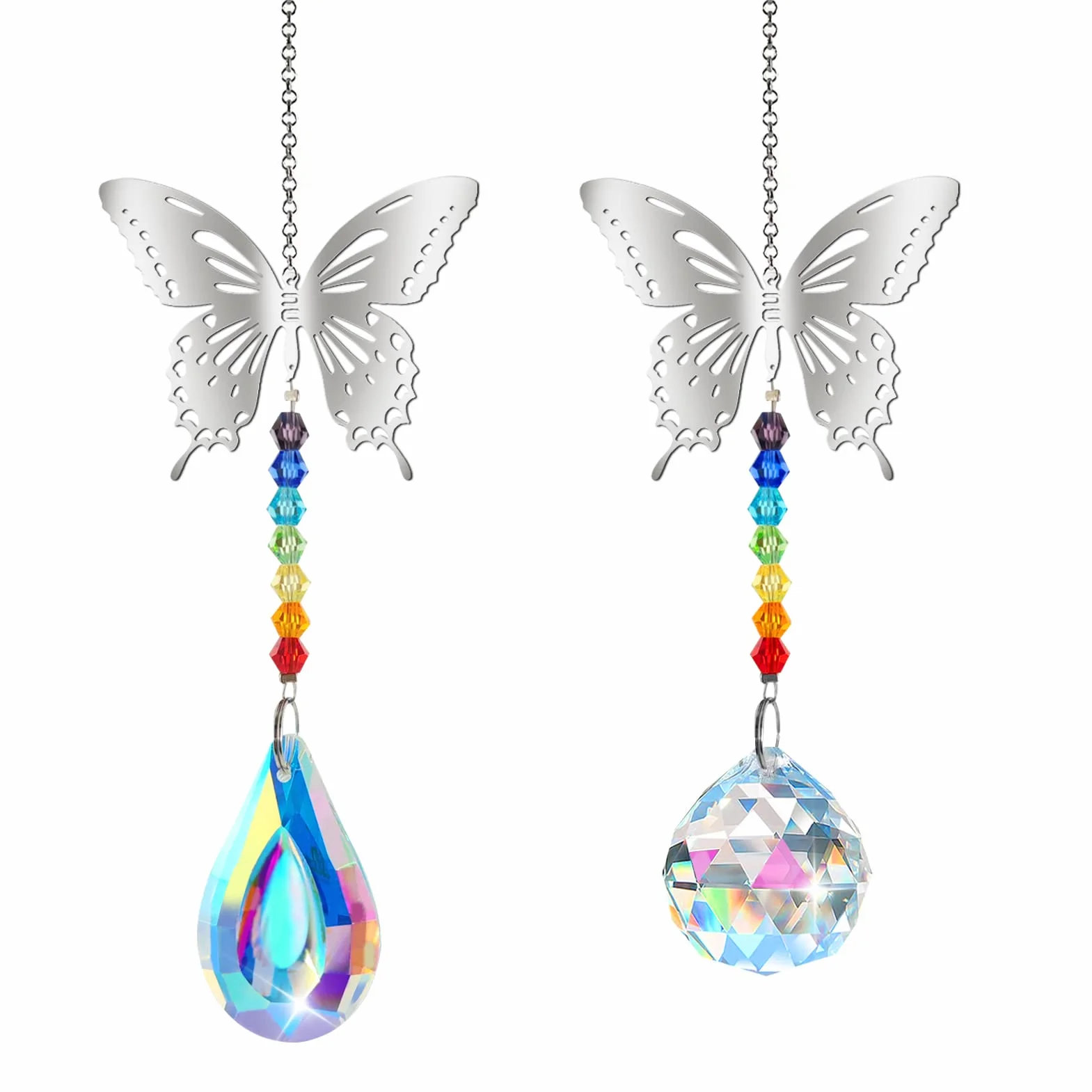 Atrapasol de Cristal Mariposa Colgante, Prisma Arcoíris, Feng Shui Decoración