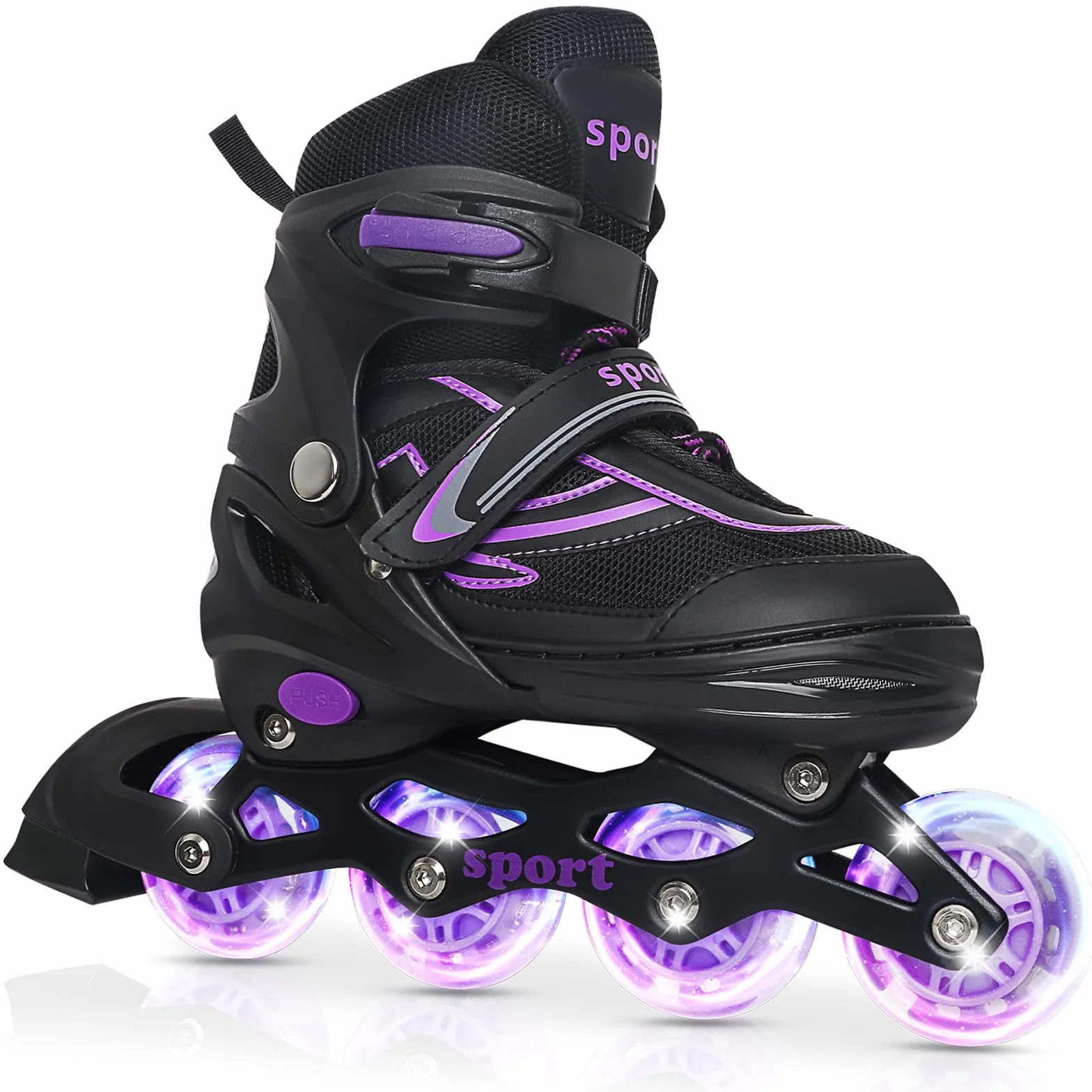 Patines en línea Ajustables para niños Principiantes, Patines de Ruedas Violeta y Azul