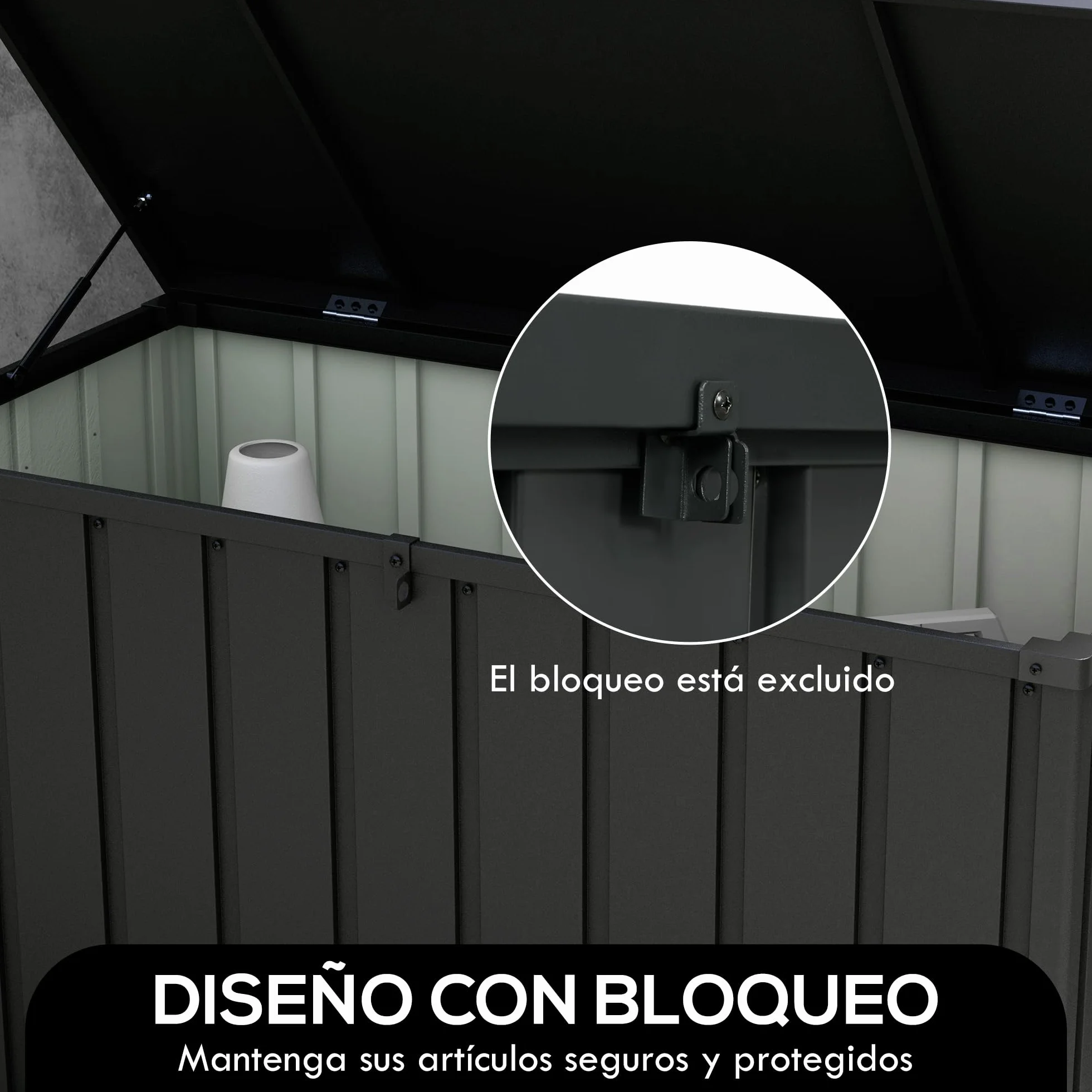 Outsunny Baúl Almacenaje Exterior 450L Acero 125,5x61,5x70 cm Gris Oscuro