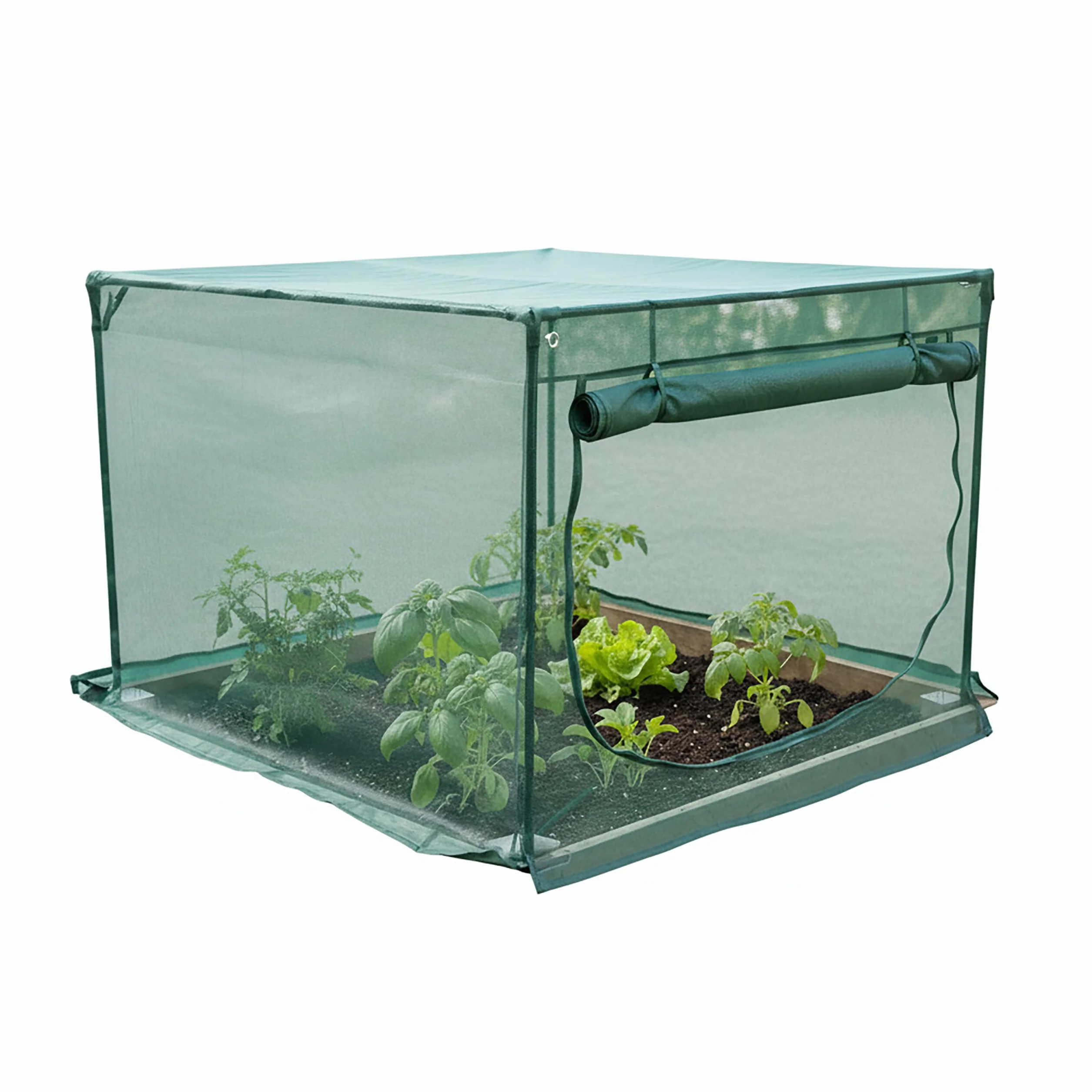Relaxdays Cubierta Protectora para huerto Elevado, protección contra Insectos, 100x125x125 cm, PP y Hierro, Verde